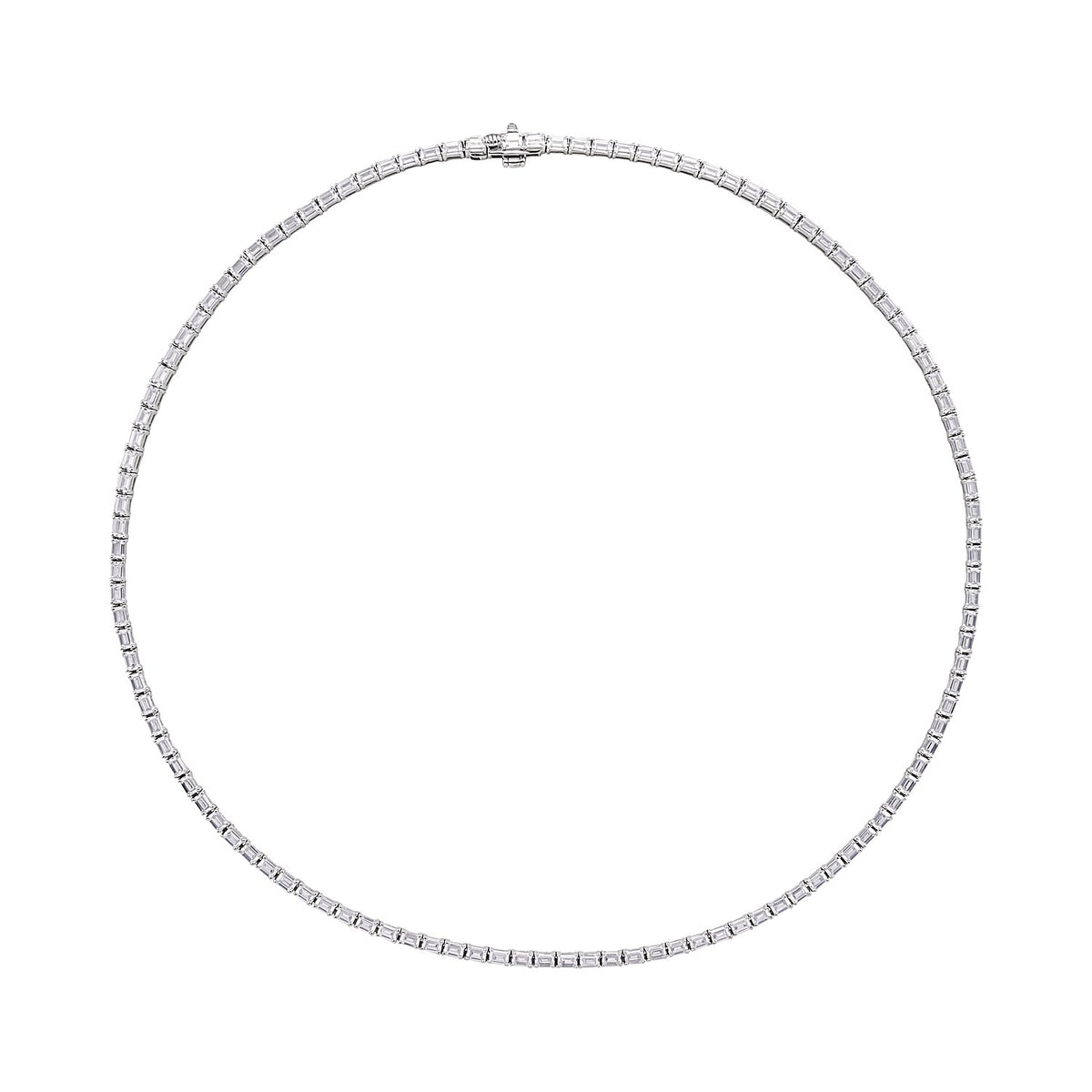 emerald-cut lab-grown diamond tennis necklace in 14k white gold