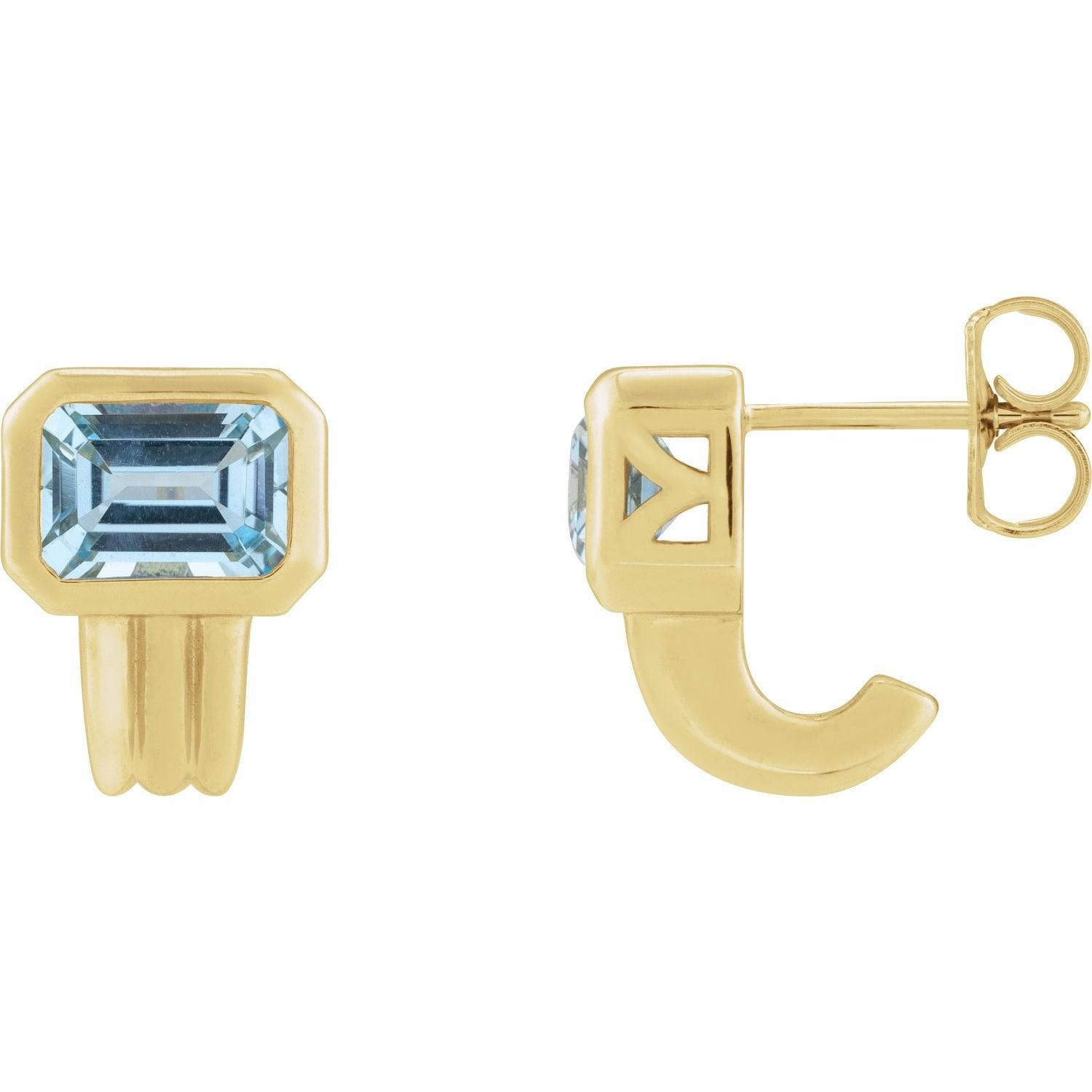 emerald-cut sky blue topaz earrings in 14k Yellow Gold