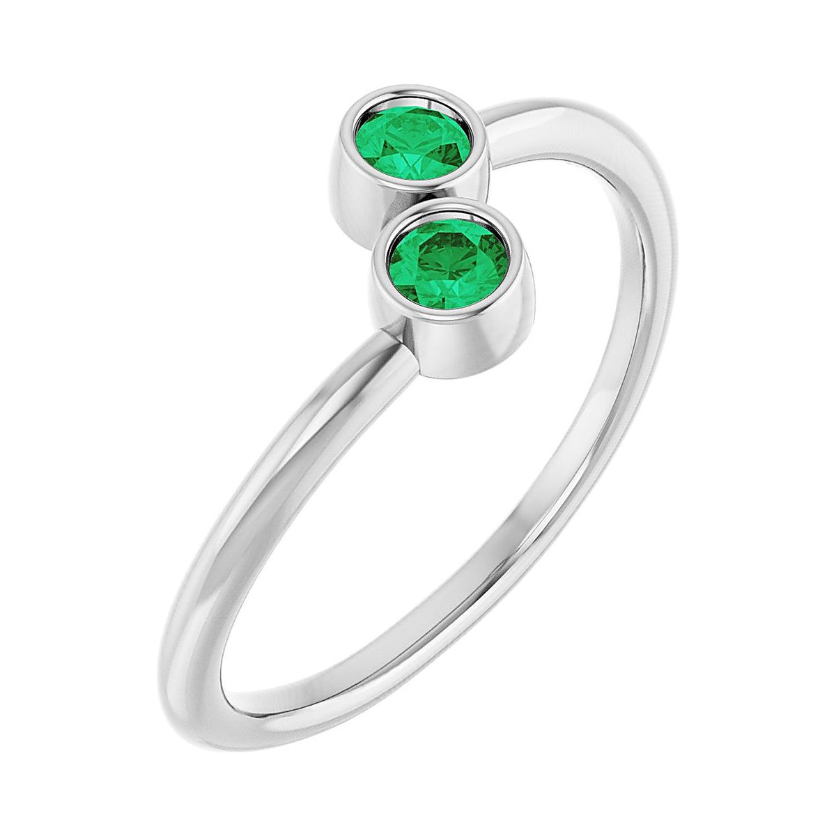Emerald toi et moi two-stone ring in 14K White Gold