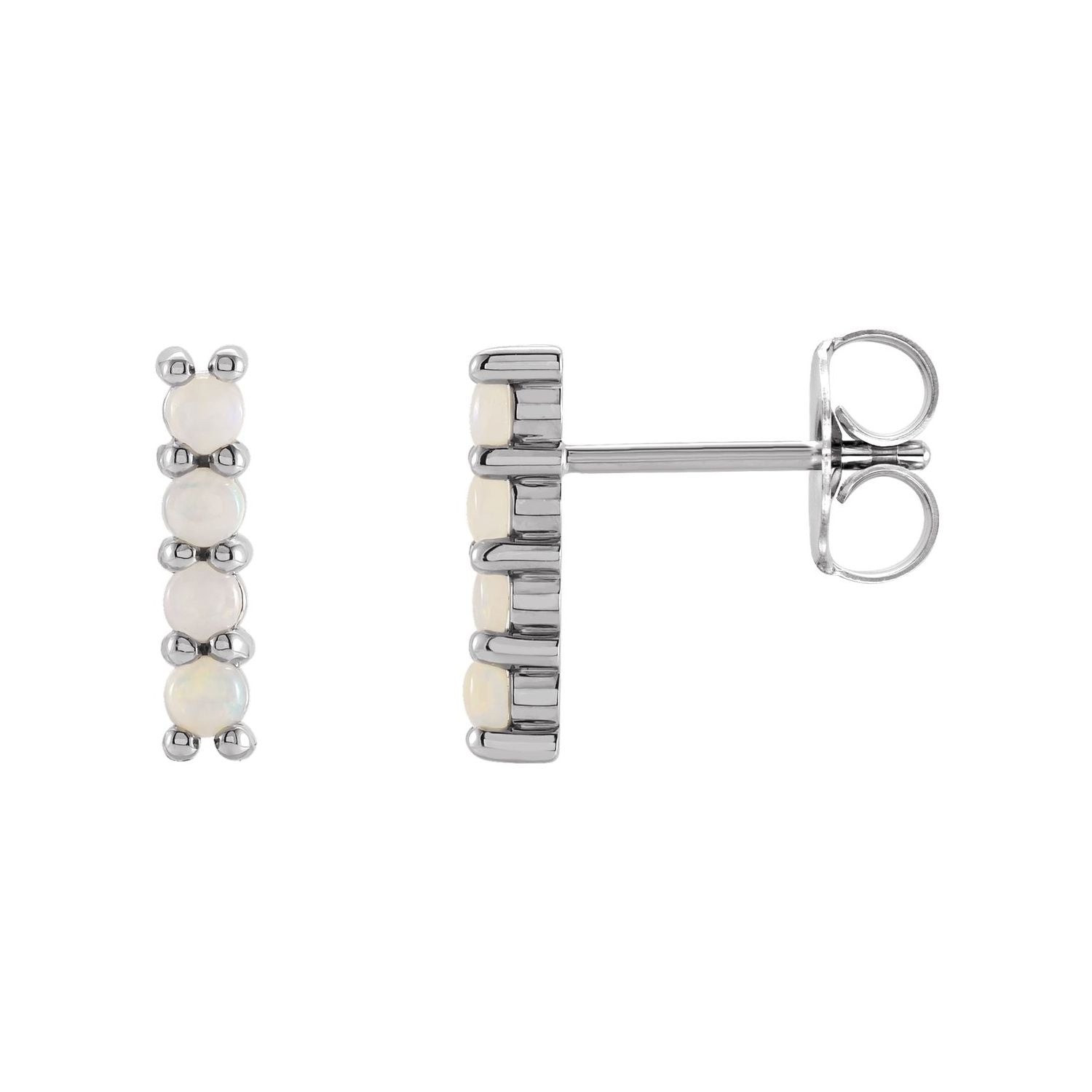 14K White Gold Ethiopian opal bar earrings