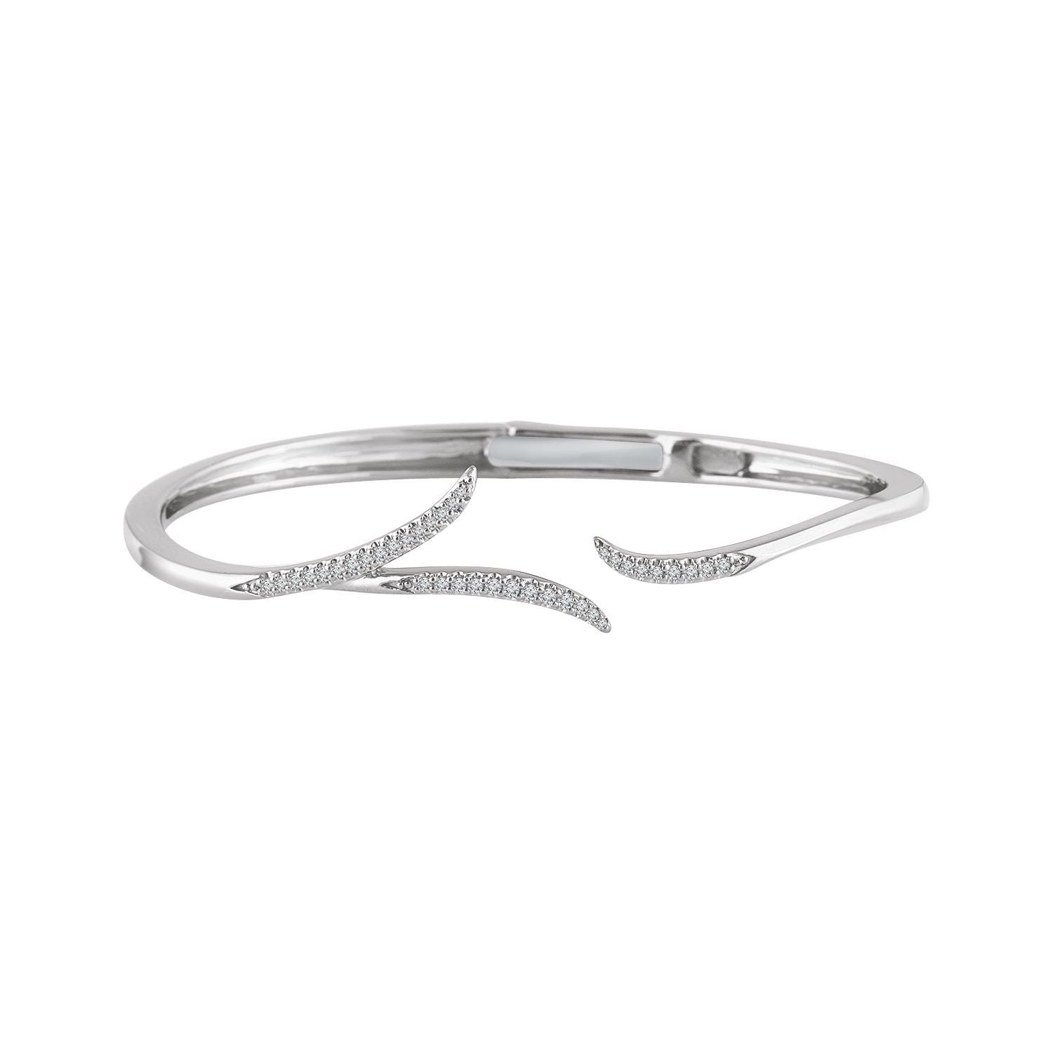 Freeform Diamond Hinged Cuff Bracelet in 14k white gold