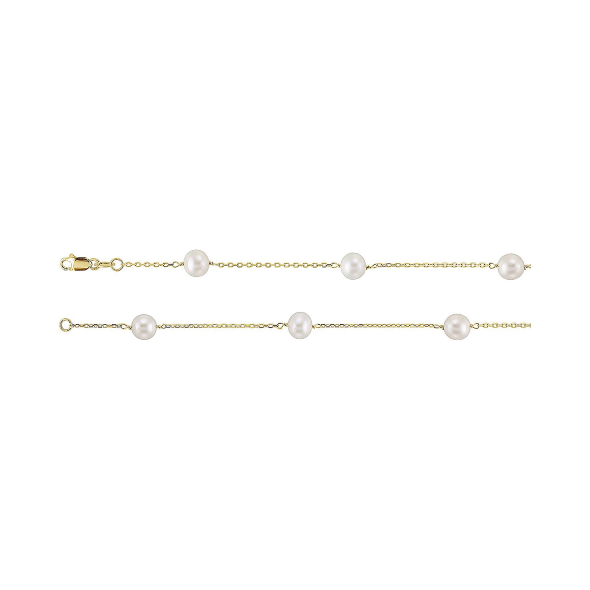 Freshwater Pearl 12-Station Necklace in 14K Yellow Gold, detail