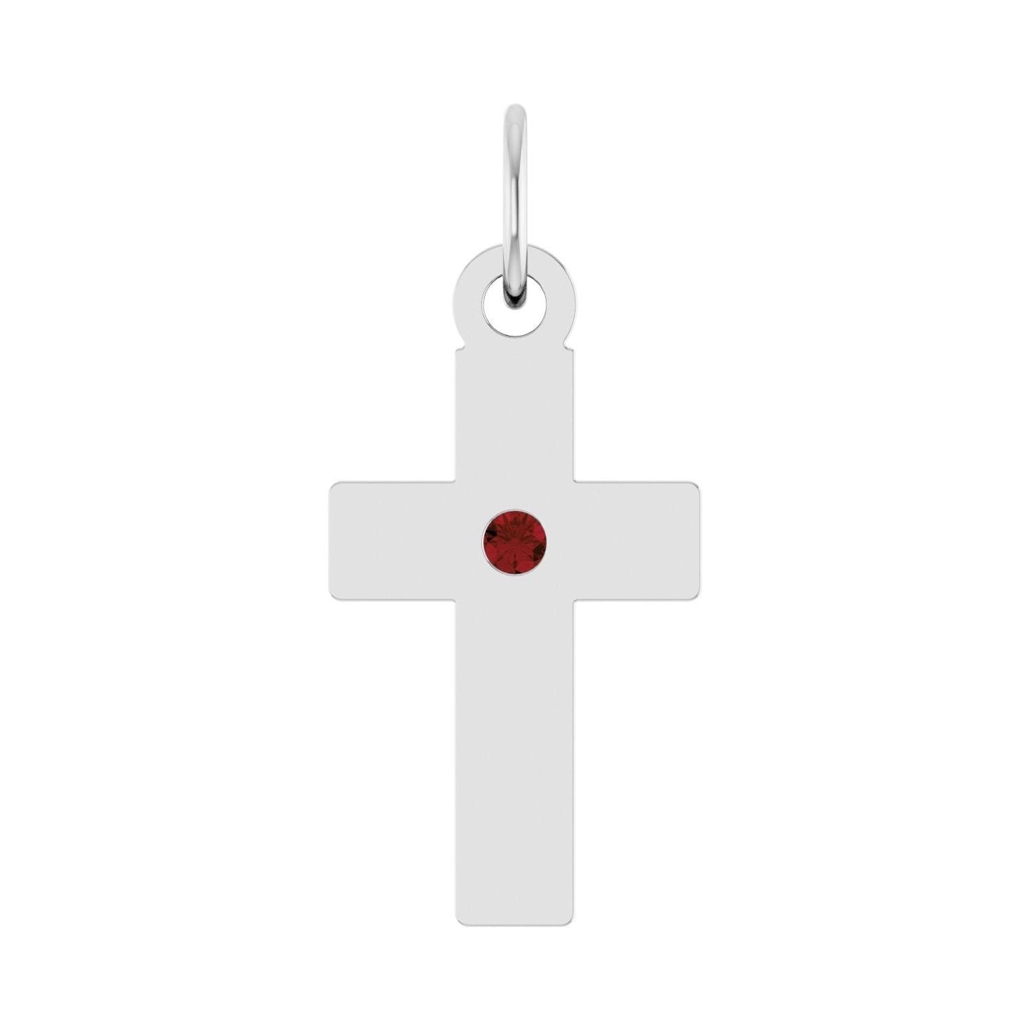 garnet cross pendant in Sterling Silver