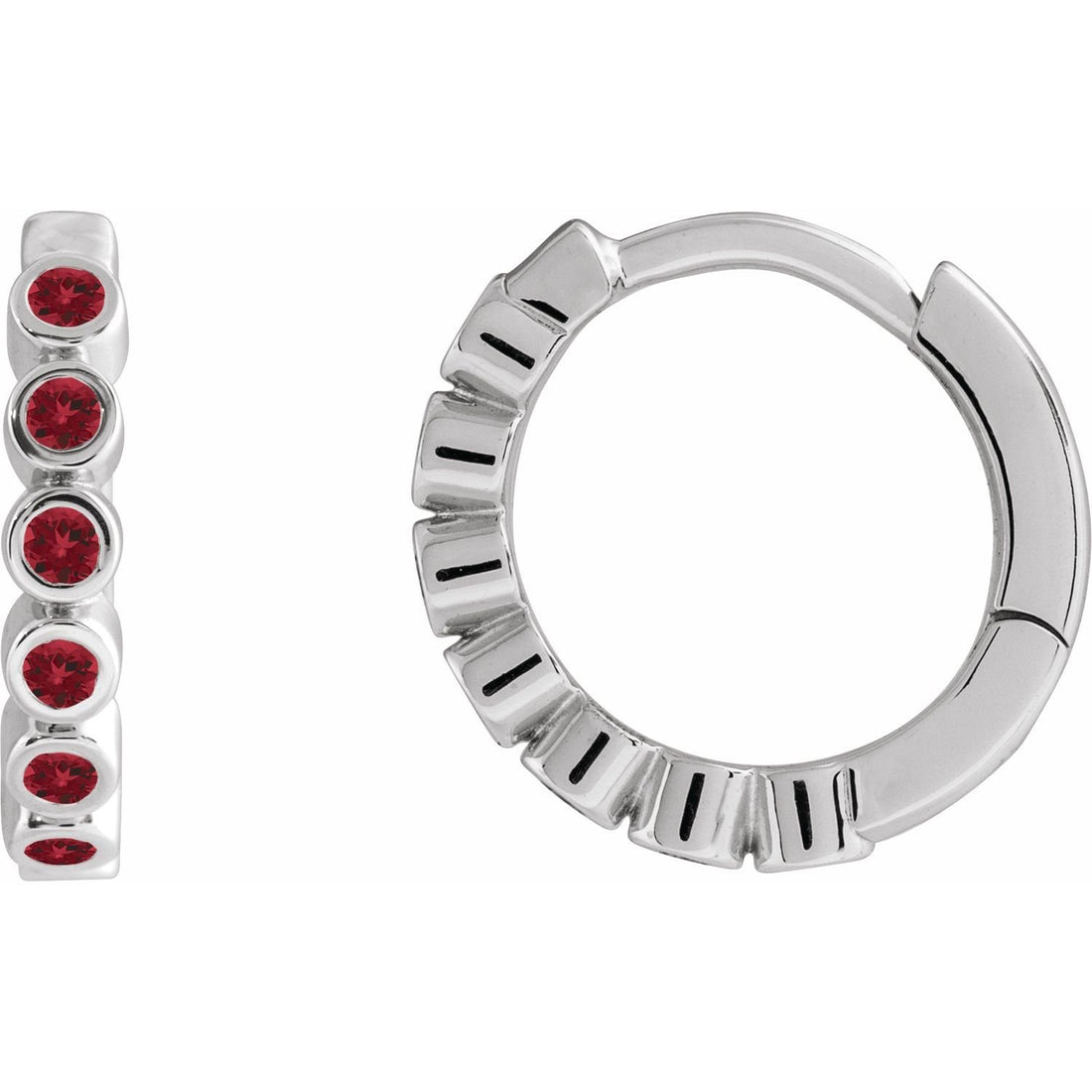 garnet hoop earrings in sterling silver in Sterling Silver