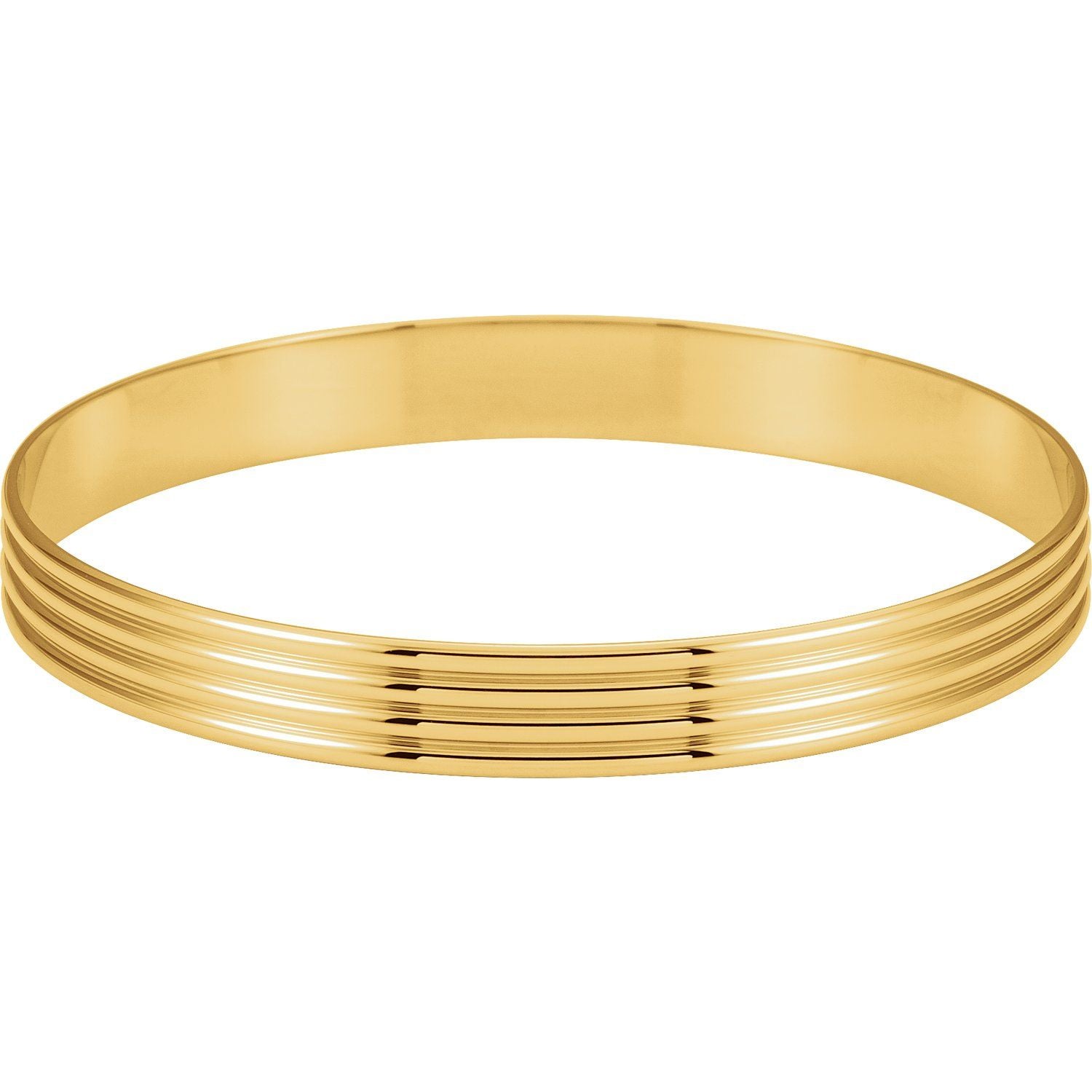 Grooved Bangle Bracelet in Yellow Gold