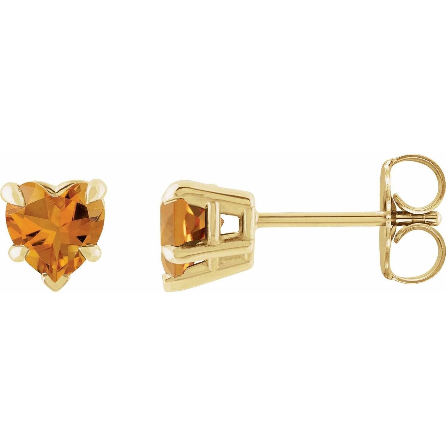 heart citrine stud earrings · 5 mm in 14k Yellow Gold