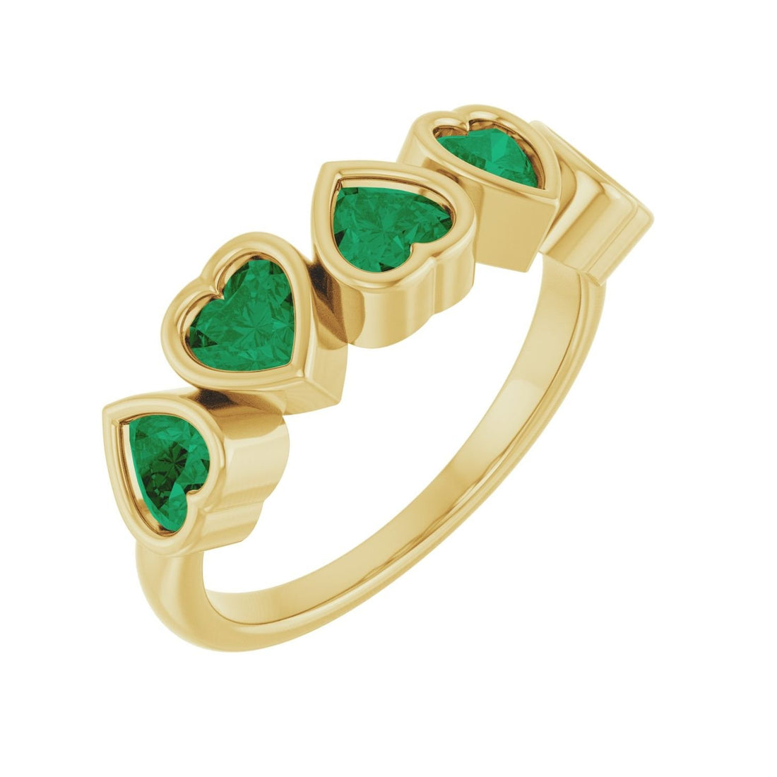 heart lab-grown emerald ring in 14k Yellow Gold