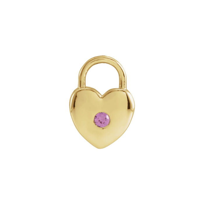 Heart Lock Pink Sapphire Pendant in 14K Yellow Gold