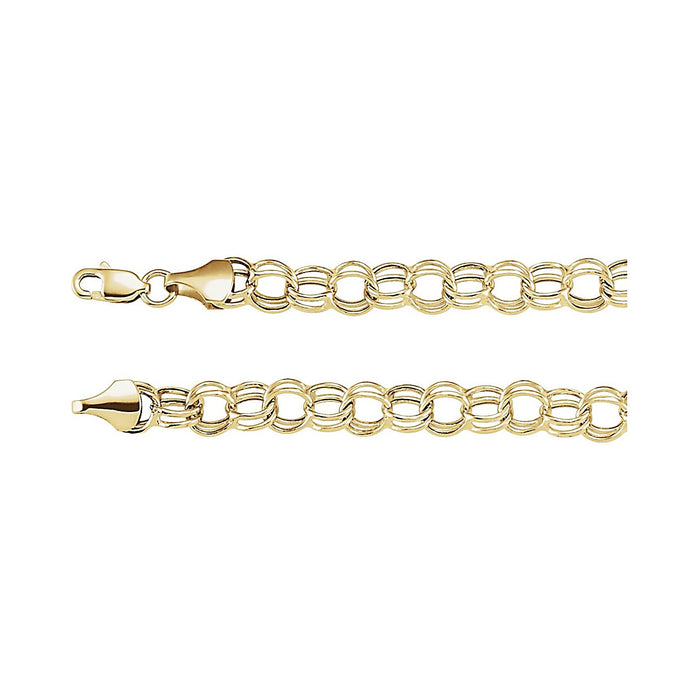 Hollow Double Cable Chain Bracelet in 14K Yellow Gold
