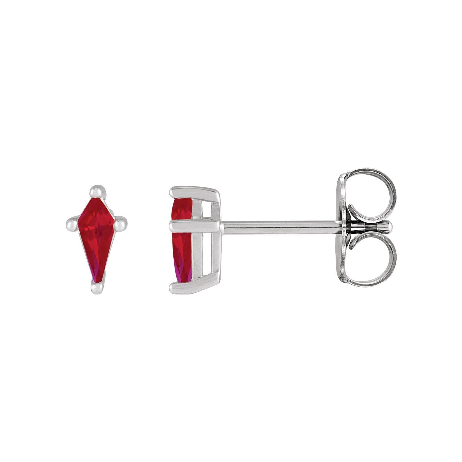 14K White Gold kite lab-grown ruby earrings