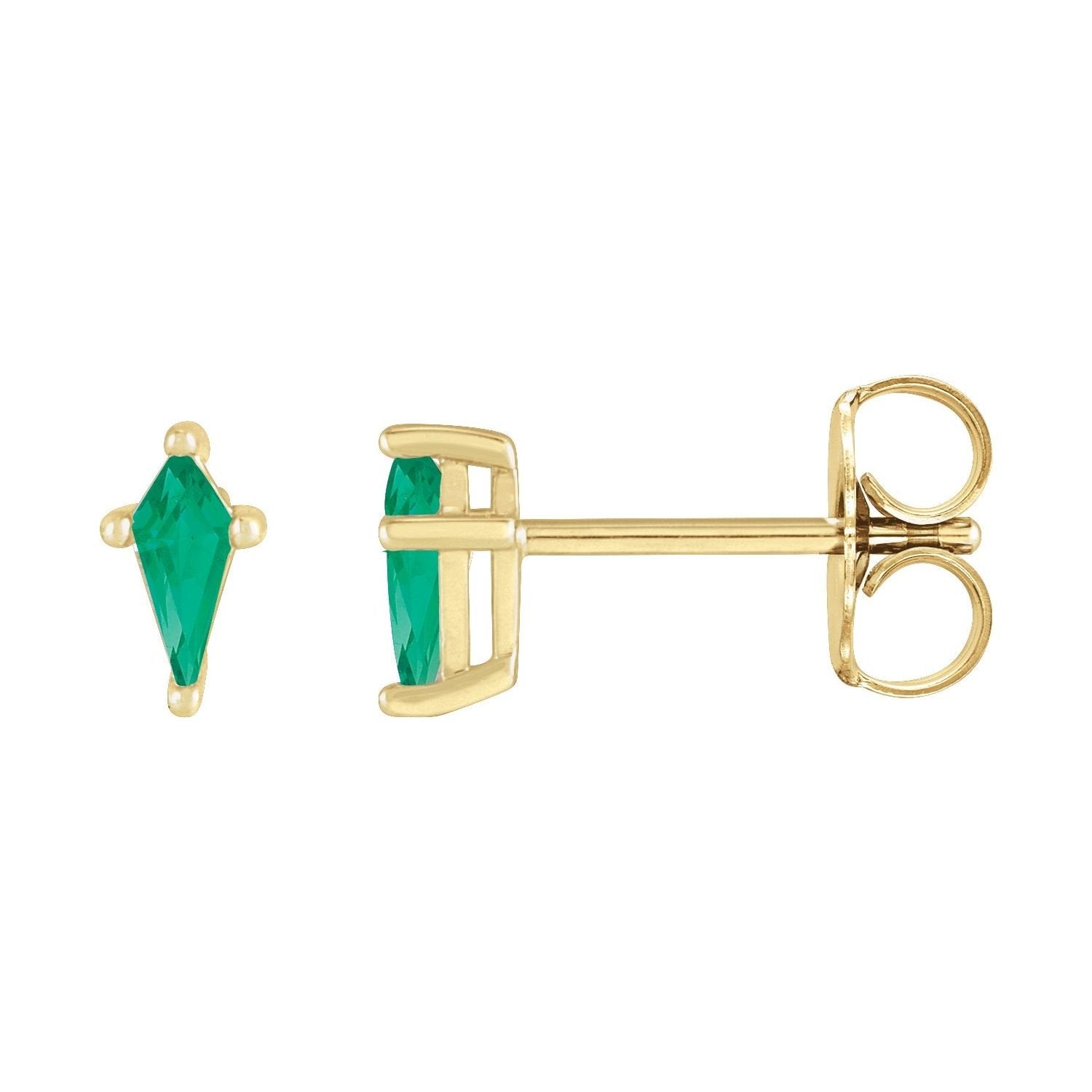 kite lab-grown emerald earrings in 14k Yellow Gold