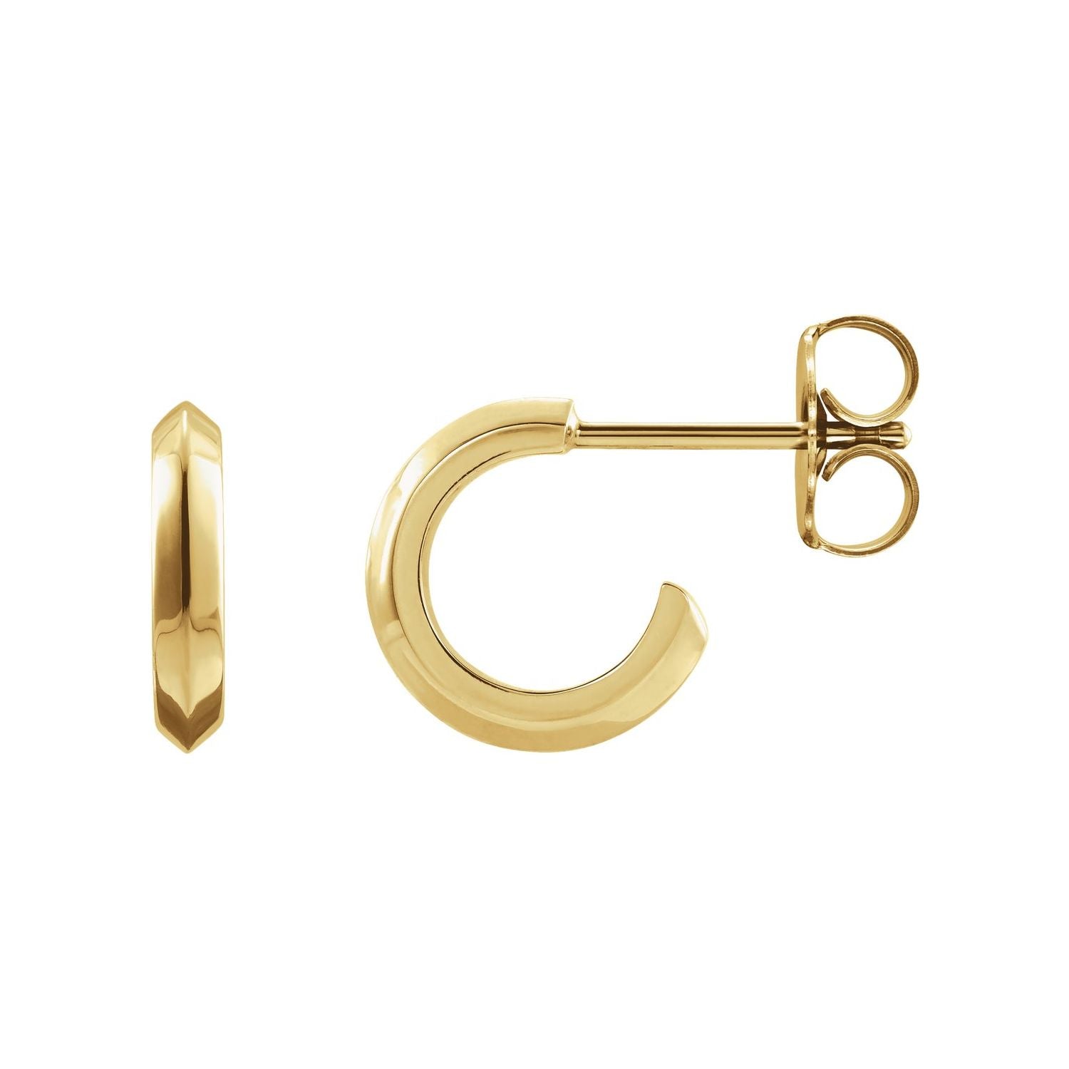 14K Yellow Gold Knife-Edge 10 mm gold hoop earrings