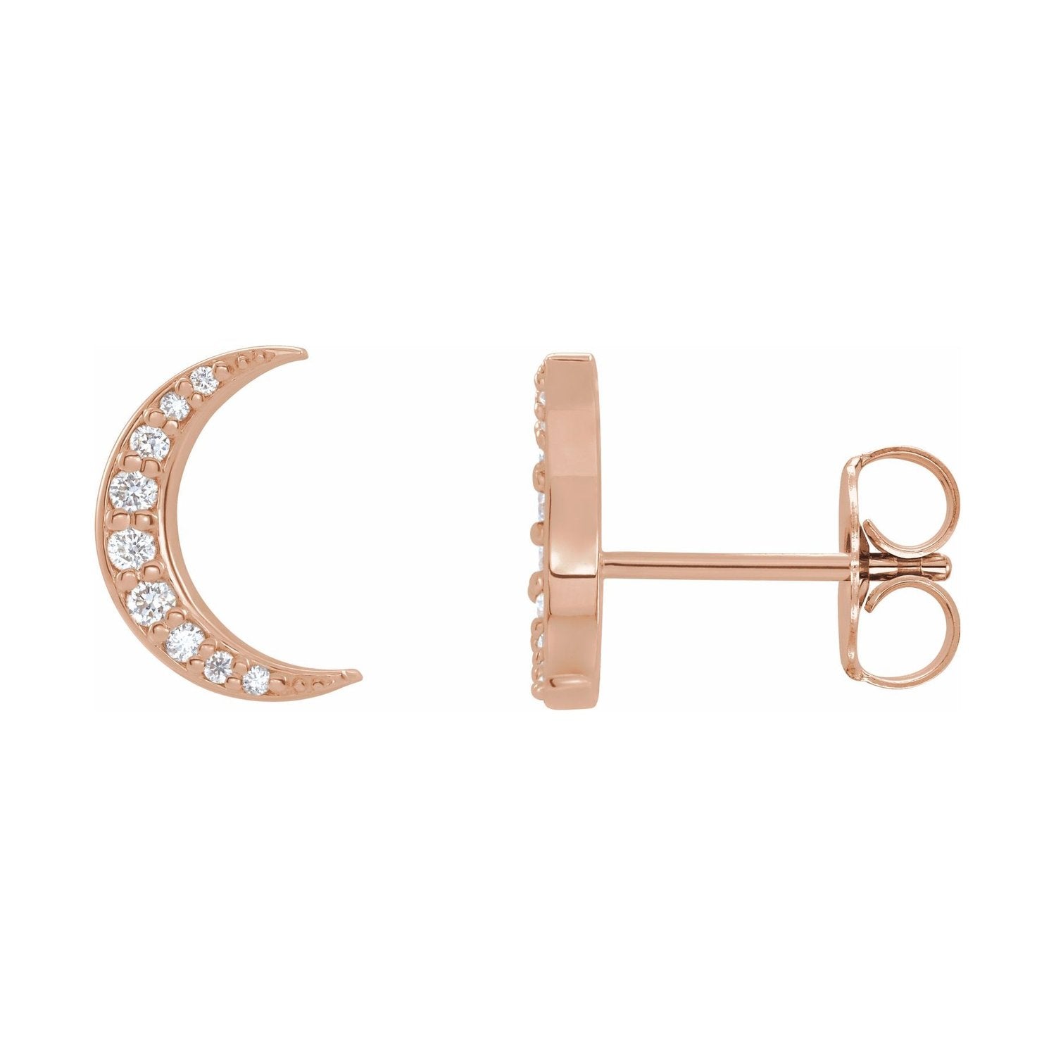 14K Rose Gold Lab-Grown Diamond Crescent Moon Earrings (1/10 ct tw)