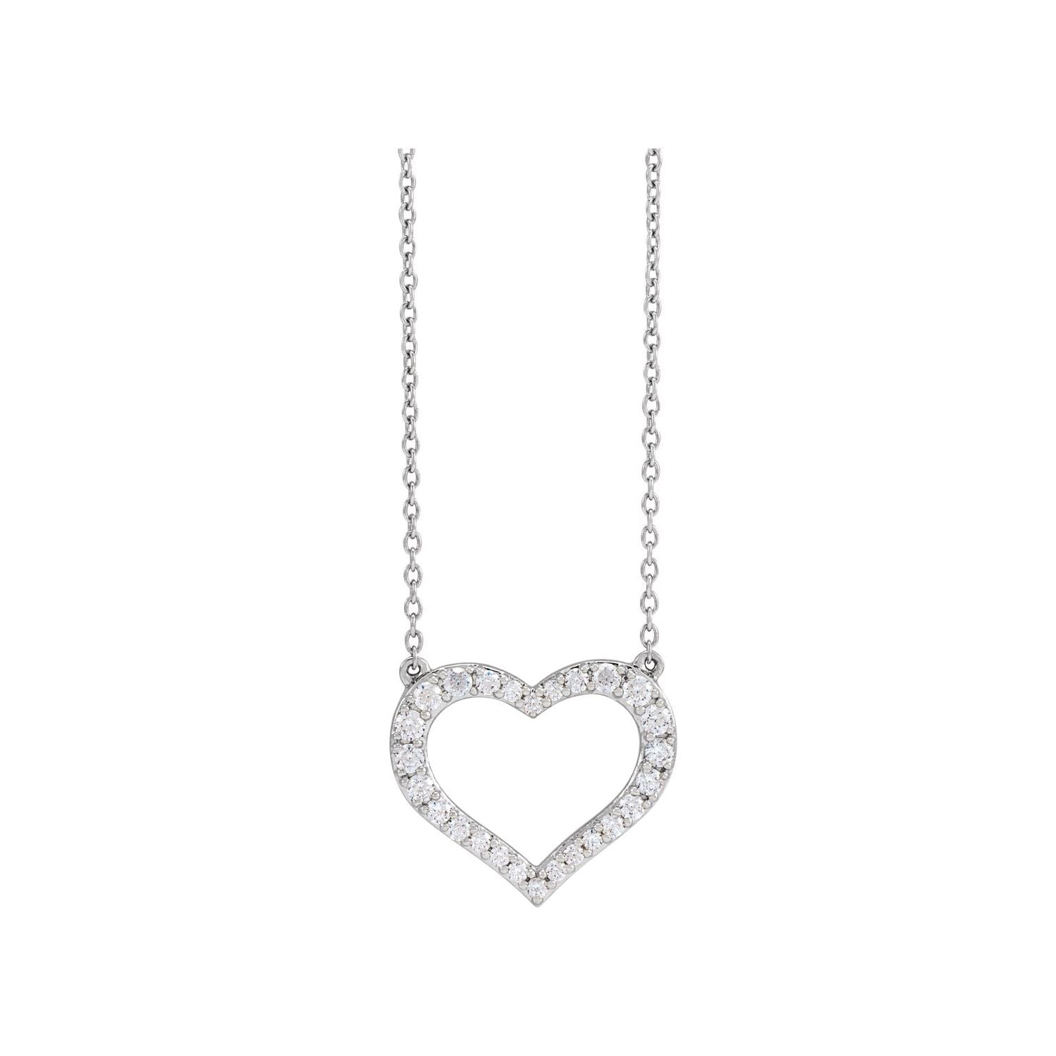 14K White Gold Lab-Grown Diamond Lab-Grown Diamond Heart Necklace