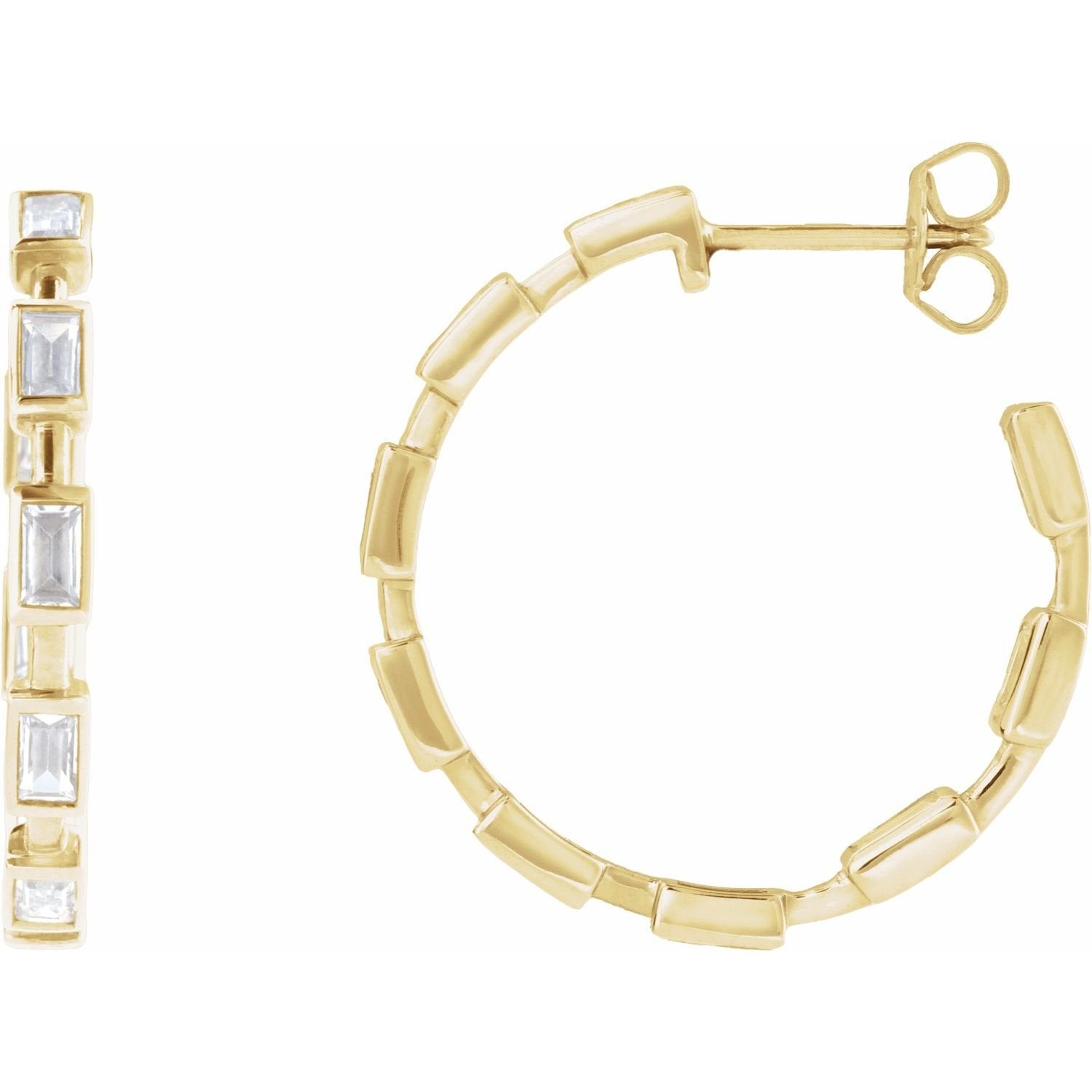 lab-grown diamond hoop earrings in 14k Yellow Gold