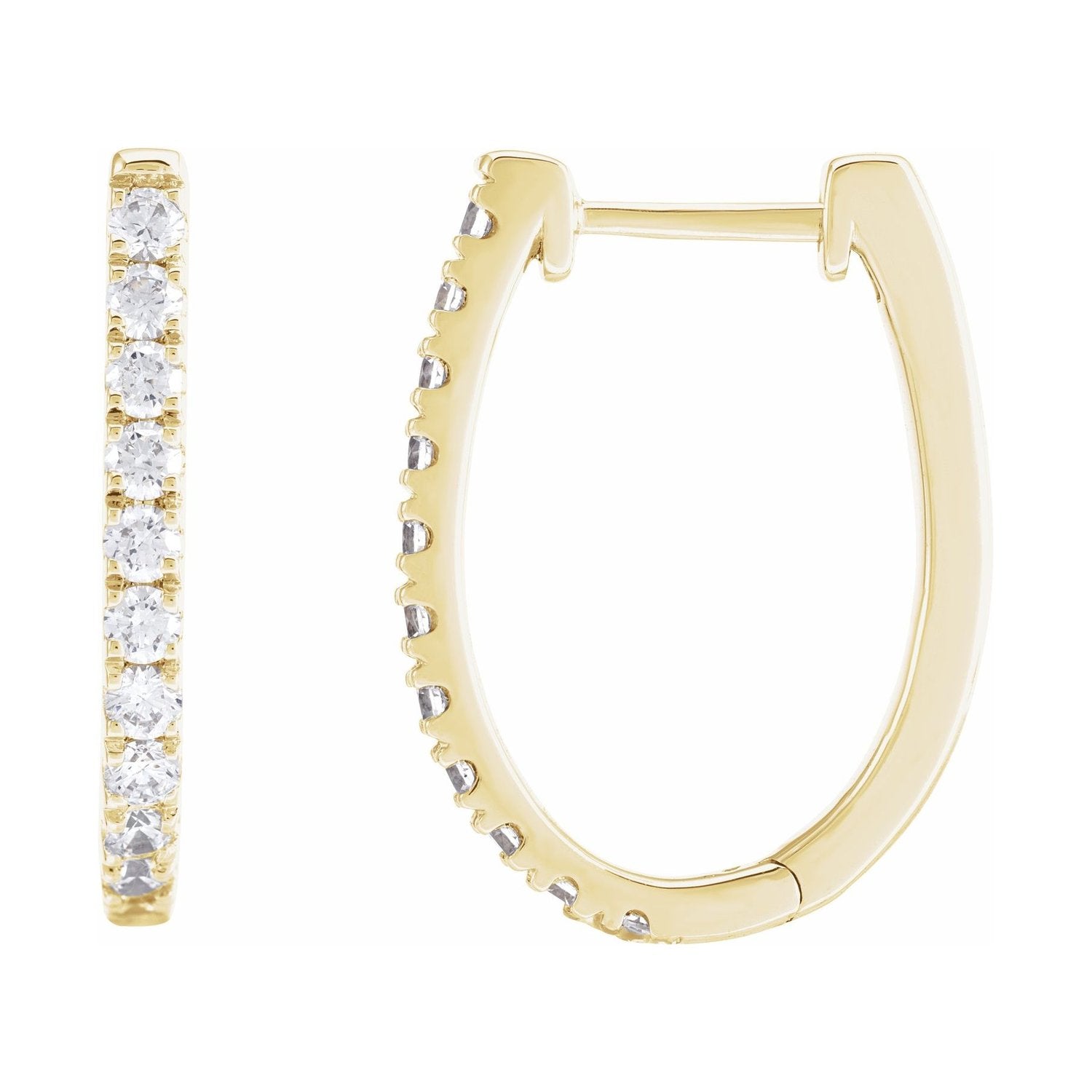 14K Yellow Gold Lab-Grown Diamond U-Hoop Earrings (3/4 ct tw)