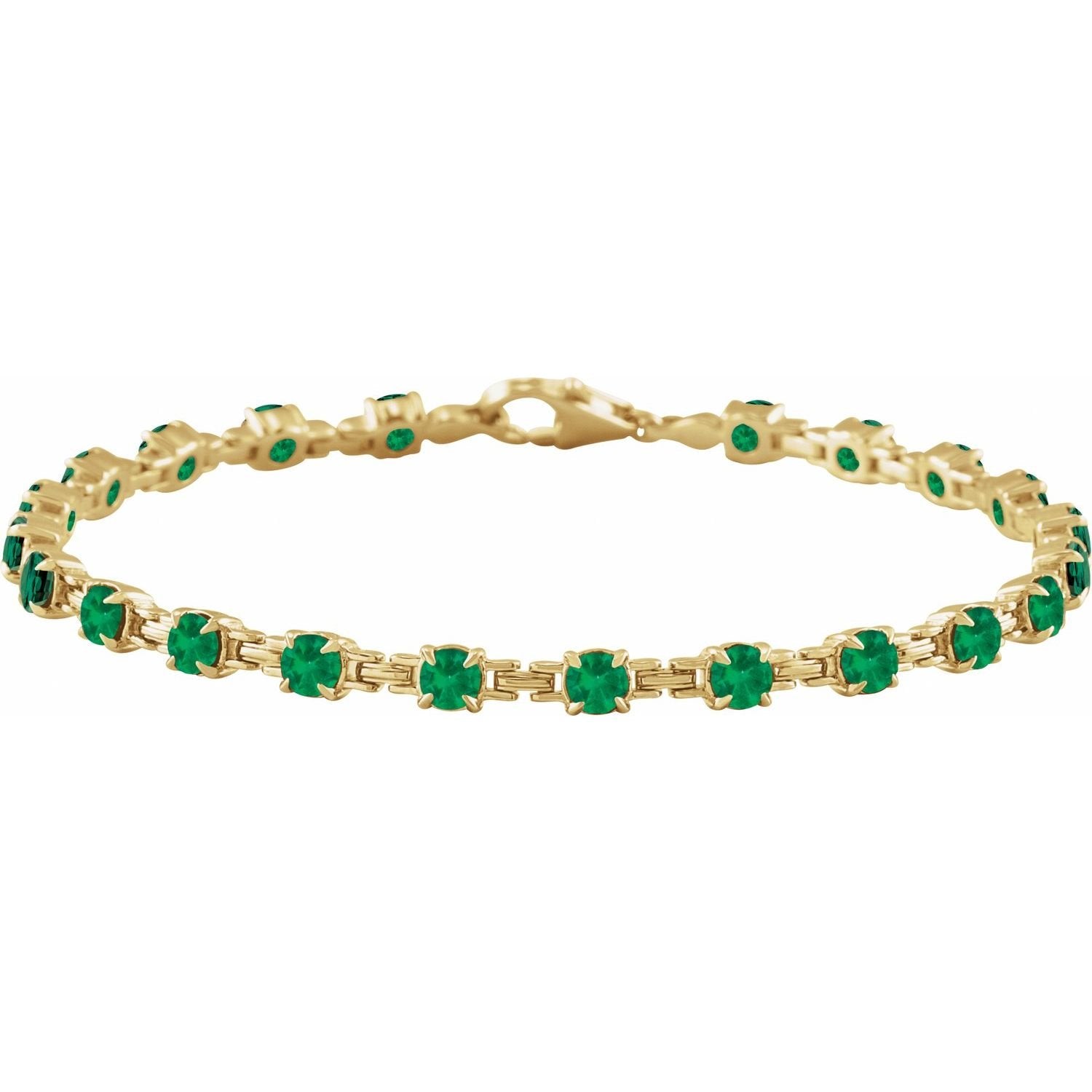 lab-grown emerald tennis bracelet in 14k Yellow Gold