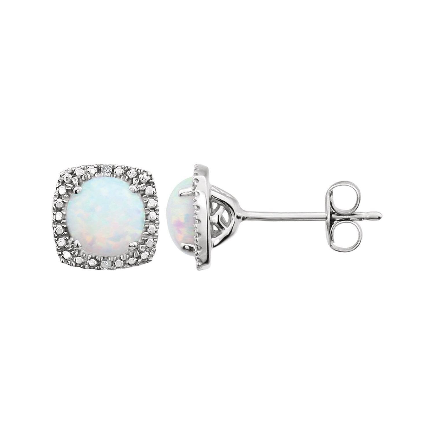 lab-grown opal earrings in sterling silver in Sterling Silver
