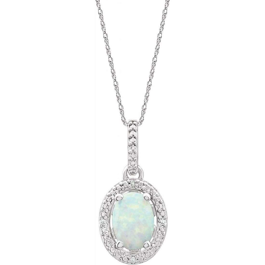 lab-grown opal necklace in sterling silver in Sterling Silver
