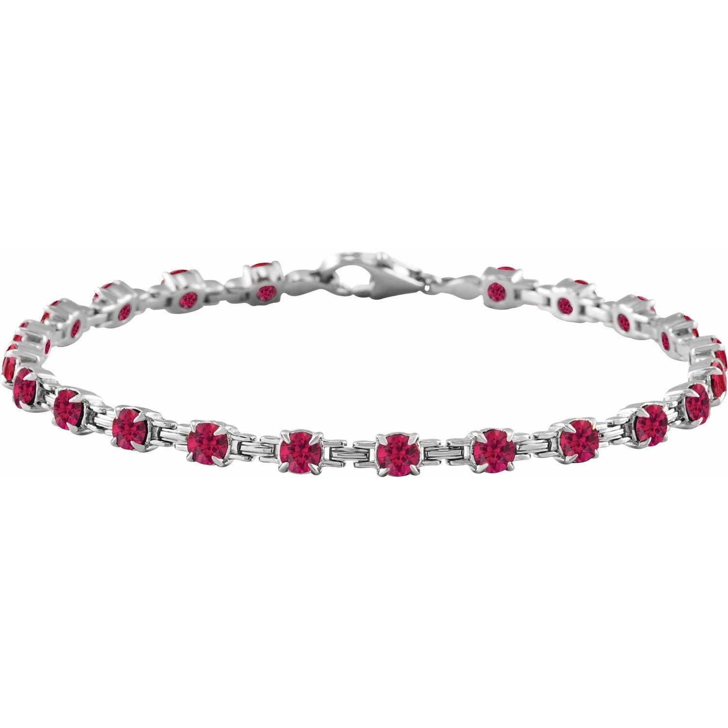 lab-grown ruby tennis bracelet in 14k White Gold