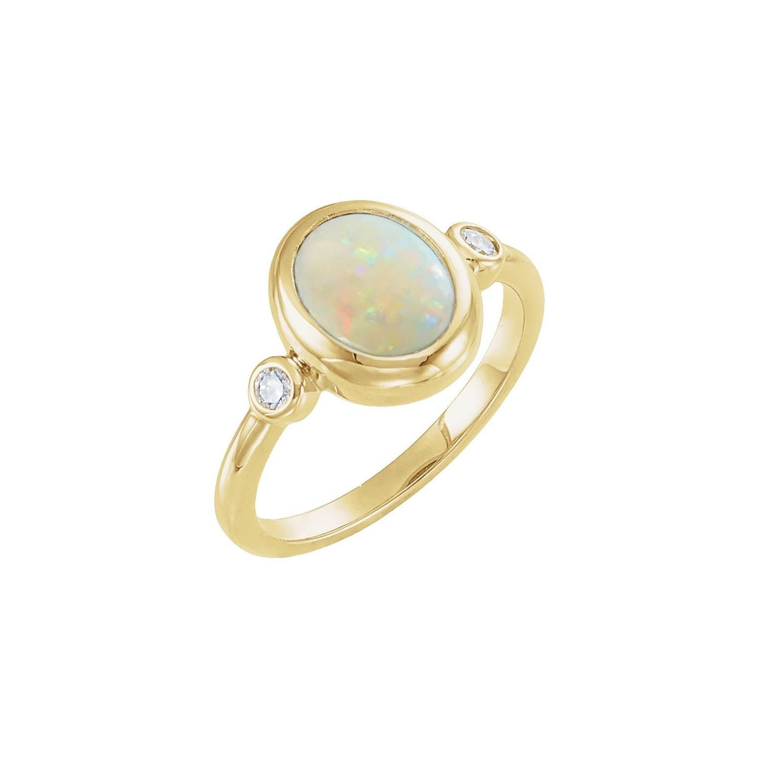 large oval ethiopian opal ring in 14k Yellow Gold