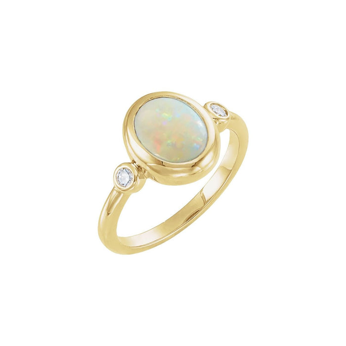 large oval ethiopian opal ring in 14k Yellow Gold