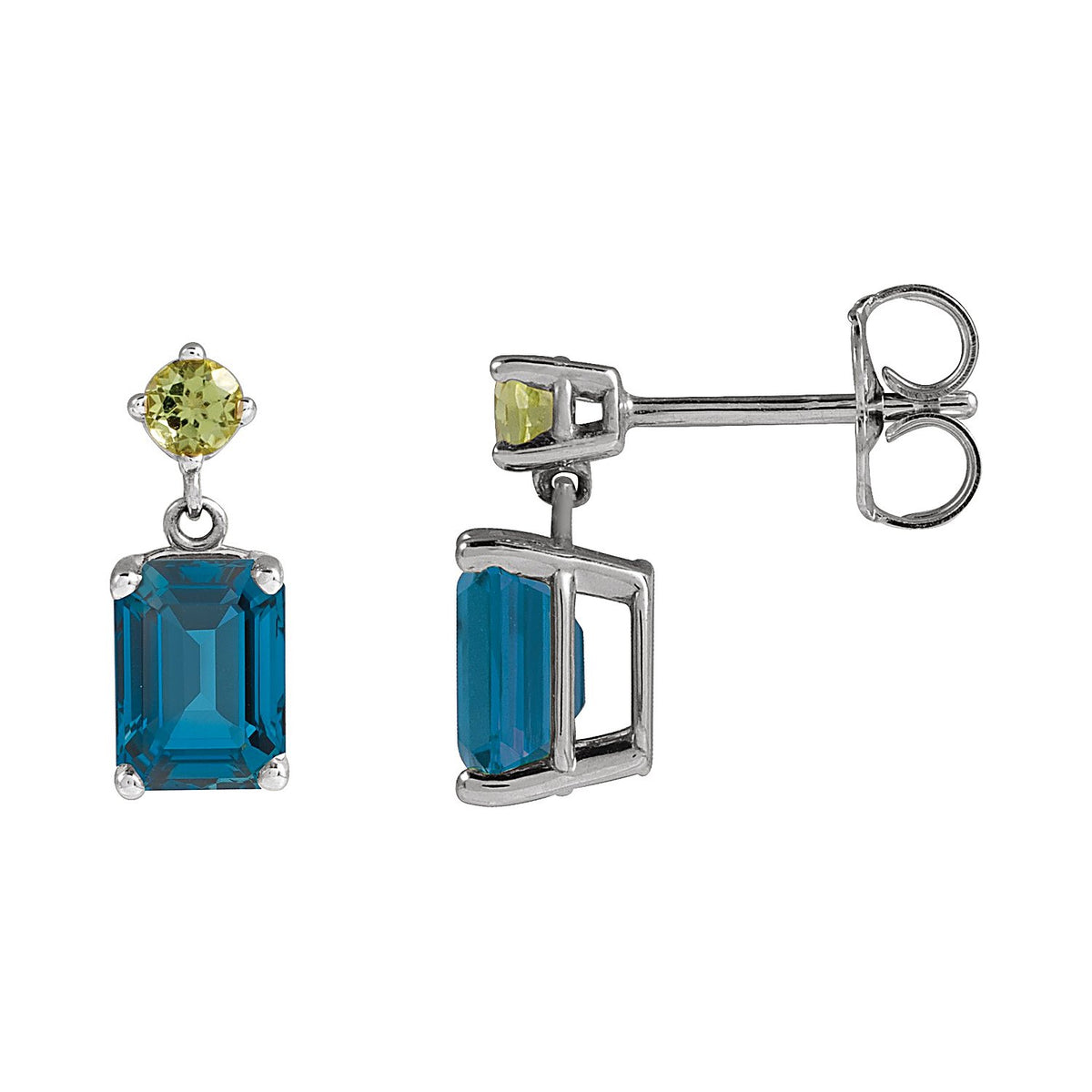 London Blue Topaz drop earrings in 14K White Gold