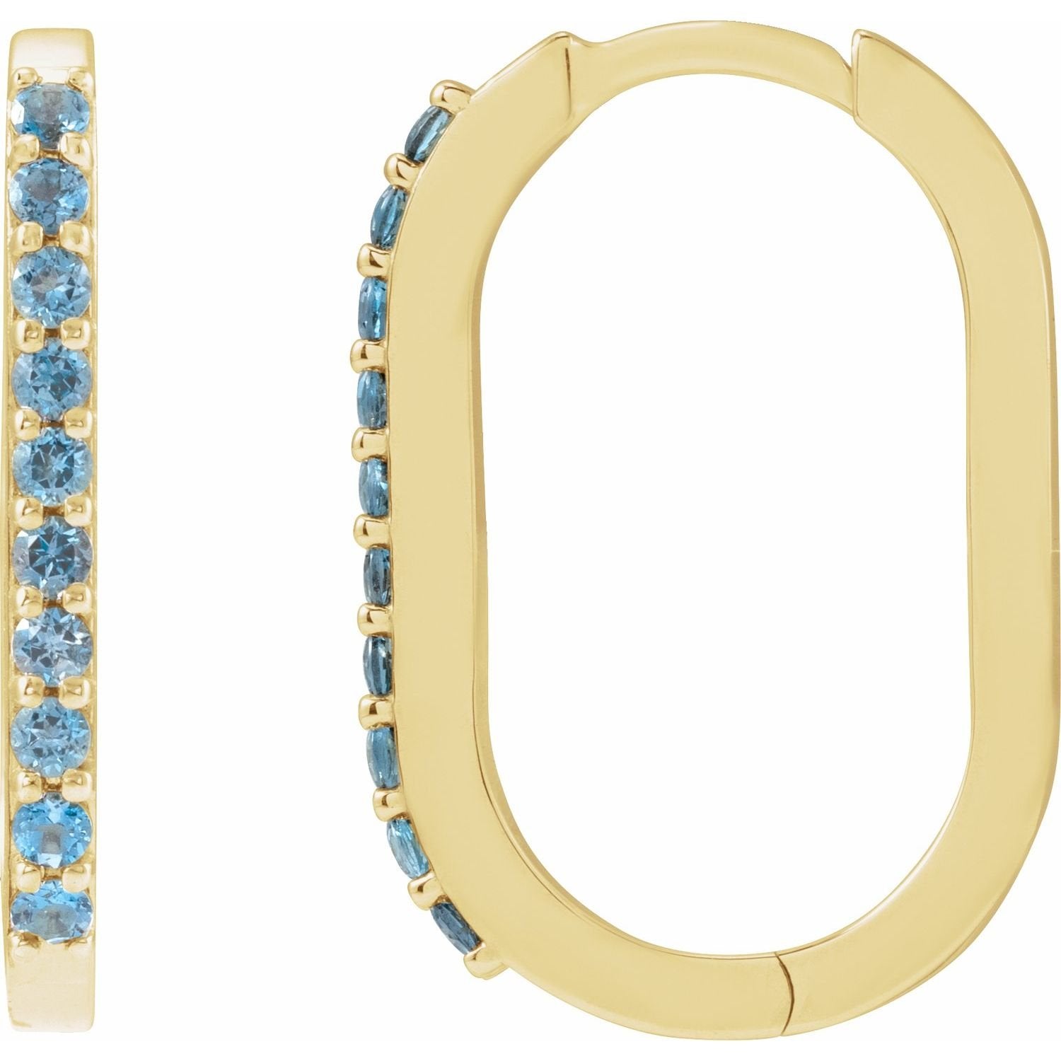london blue topaz hoop earrings in 14k Yellow Gold