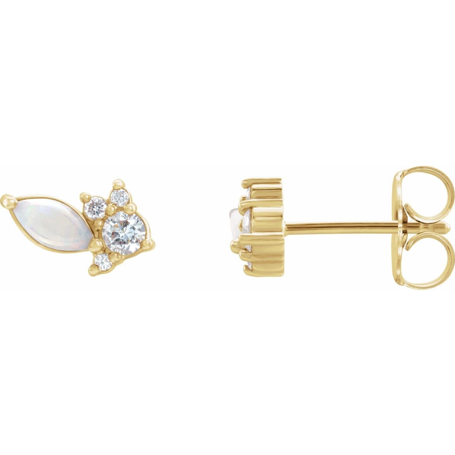 marquise australian white opal earrings in 14k Yellow Gold