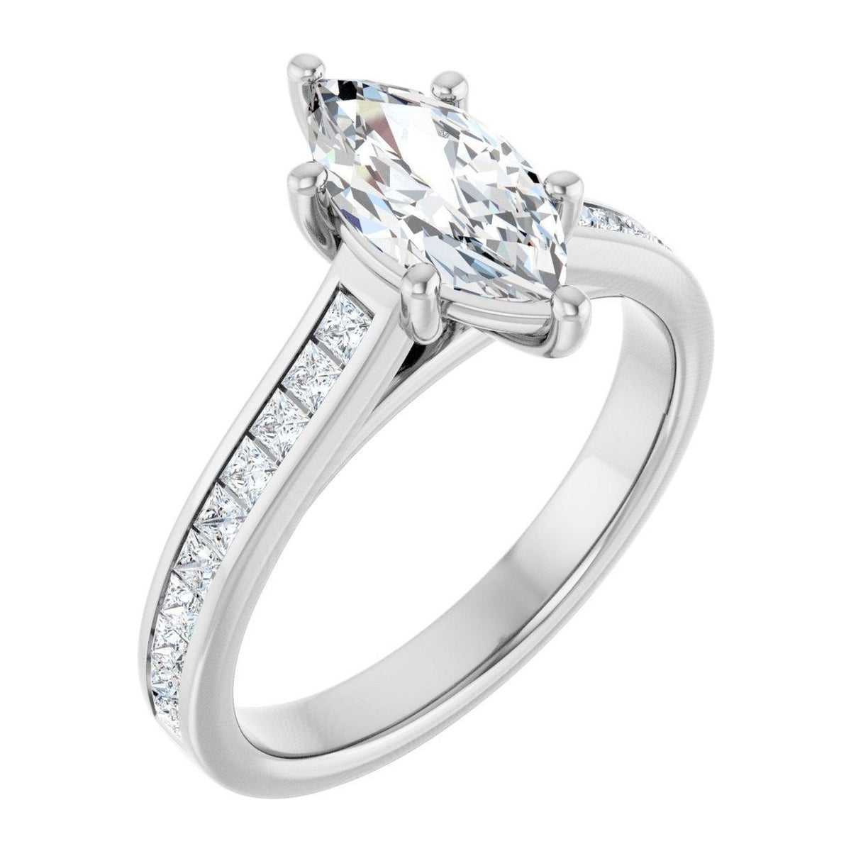 Marquise Lab-Grown Diamond Channel-Set Solitaire engagement ring in 14K White Gold, shown with a 1.00 ct center