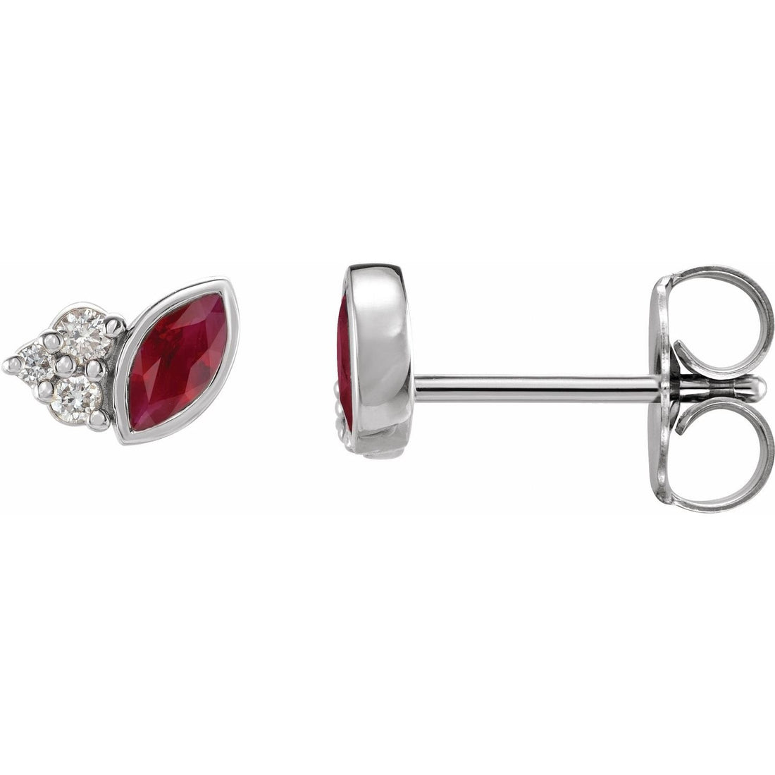 marquise natural ruby earrings in 14k White Gold
