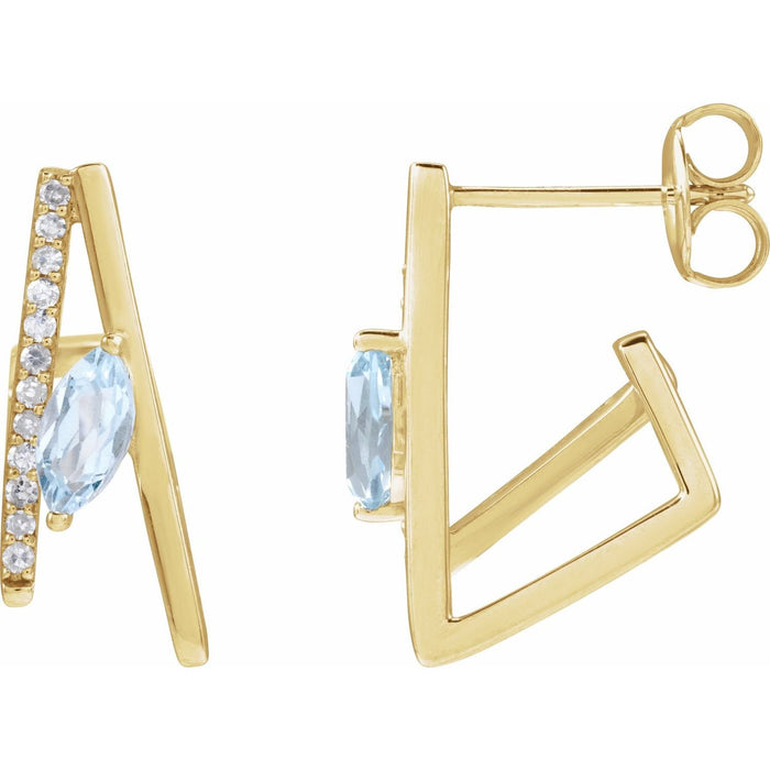 marquise sky blue topaz earrings in 14k Yellow Gold