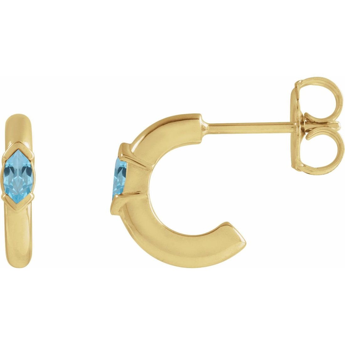 marquise sky blue topaz hoop earrings in 14k Yellow Gold