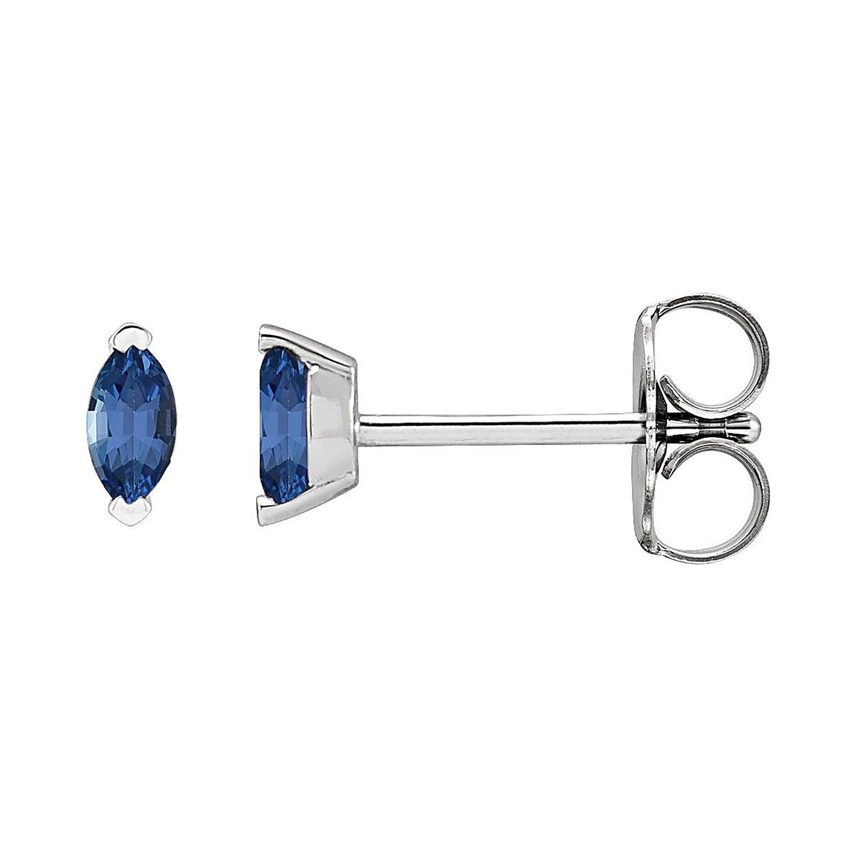 Marquise Tanzanite Stud Earrings in 14K White Gold