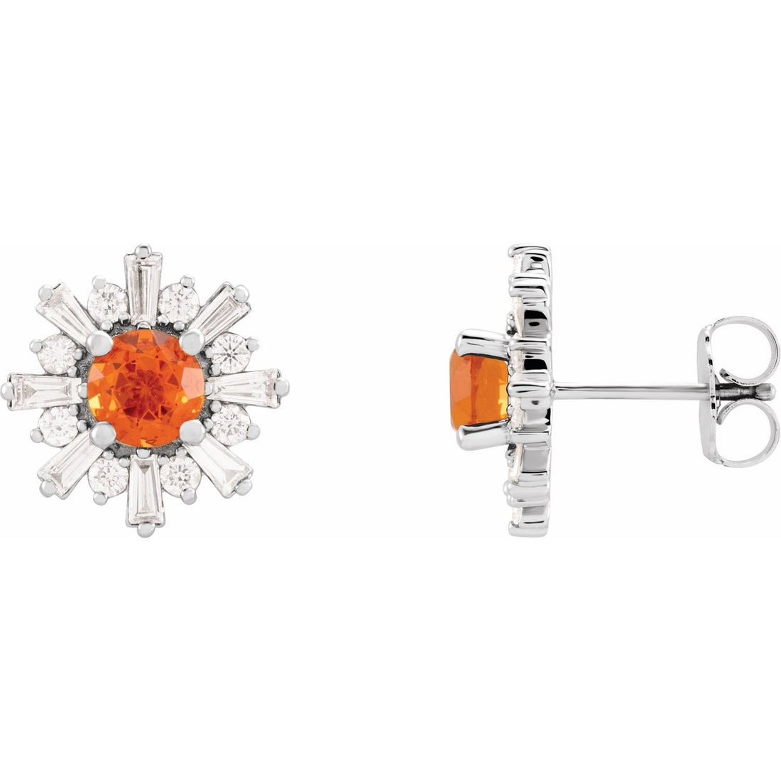 mexican fire opal earrings in 14k White Gold