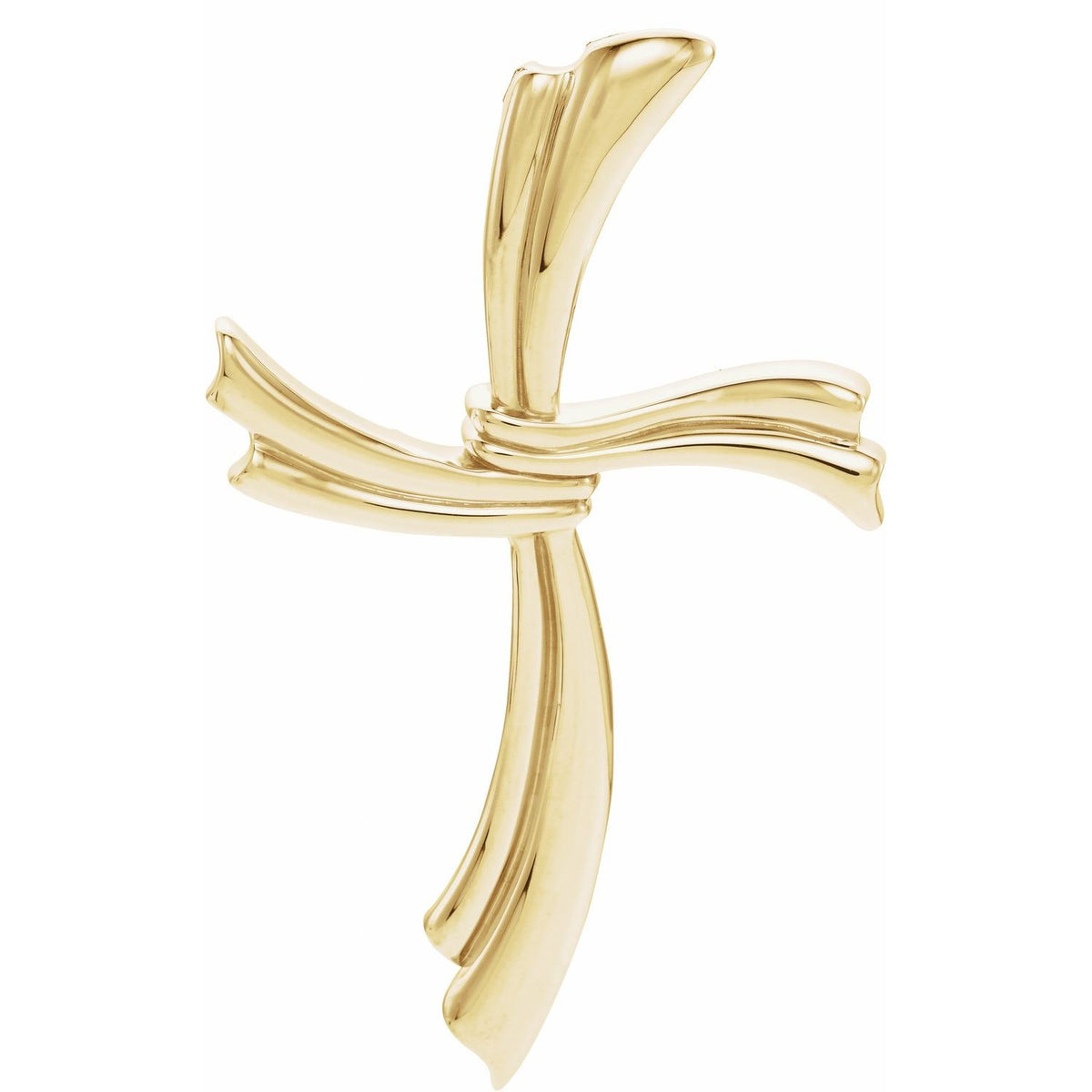 Modern Sculpted Men's Cross Necklace in 14K Yellow Gold
