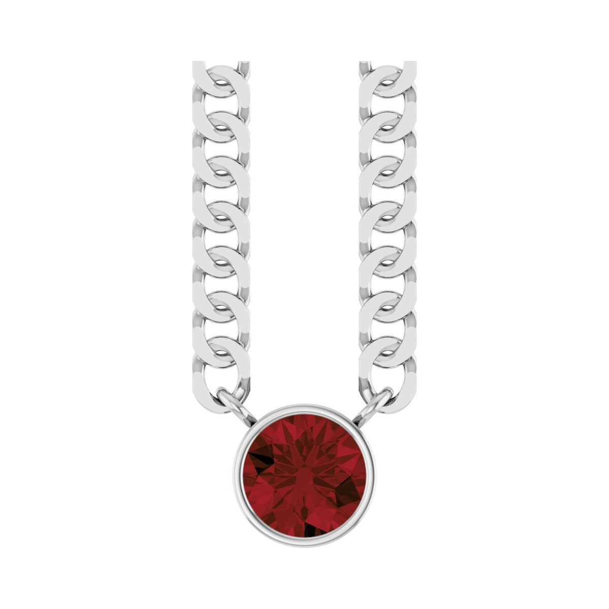 Mozambique Garnet Necklace in 14k white gold — shown on its included chain