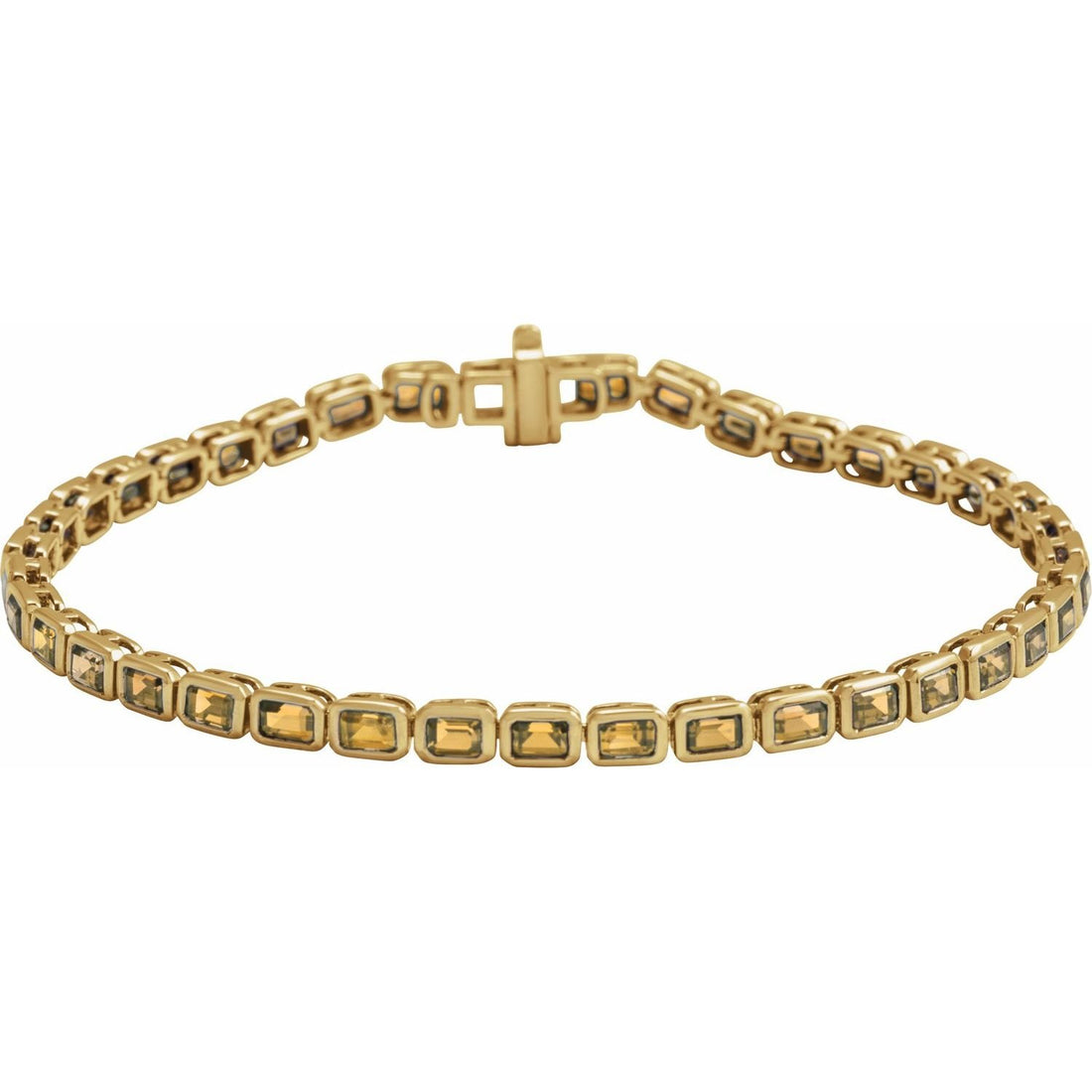 natural citrine tennis bracelet in 14k Yellow Gold