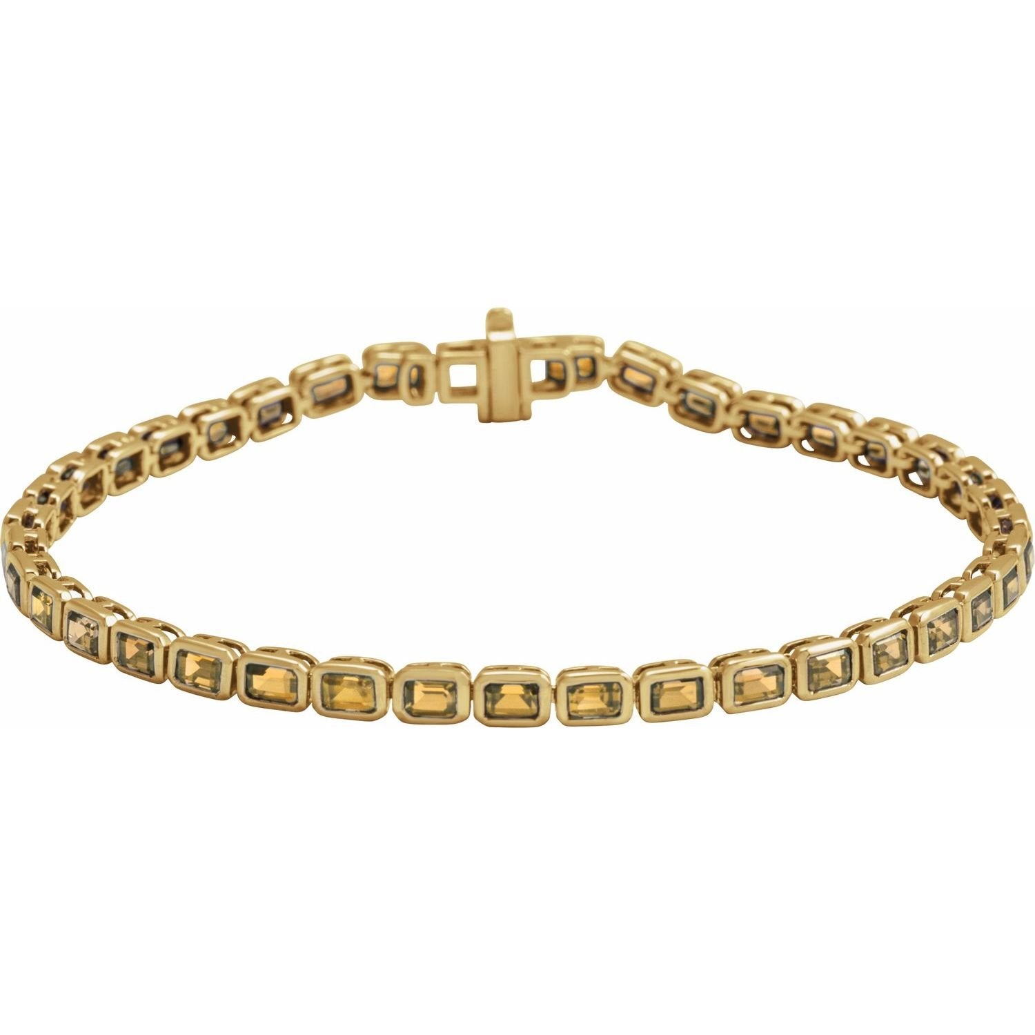 natural citrine tennis bracelet in 14k Yellow Gold