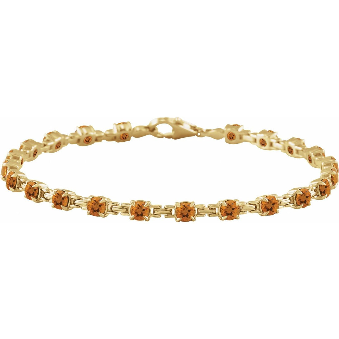 natural citrine tennis bracelet in 14k Yellow Gold