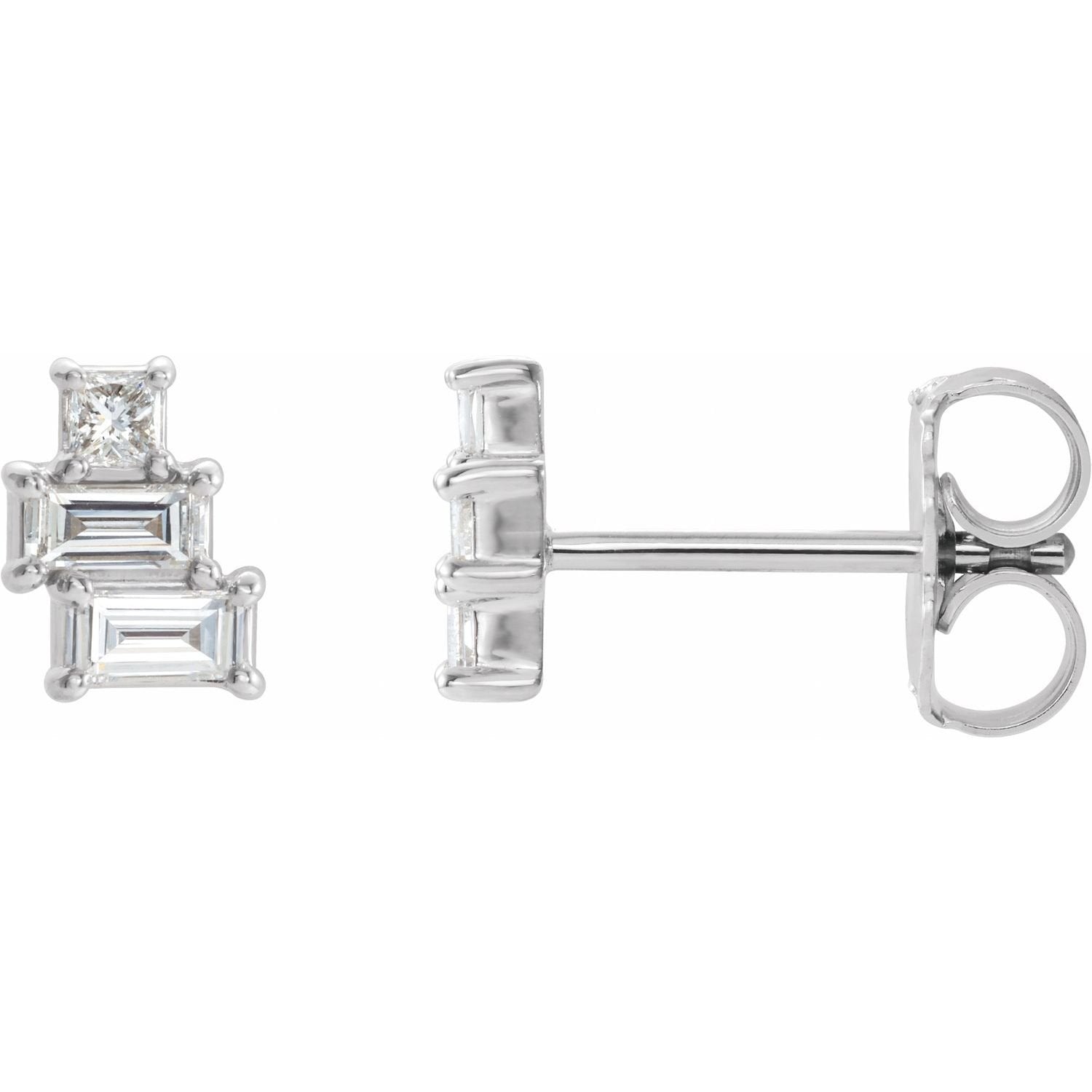 natural diamond cluster earrings in 14k White Gold