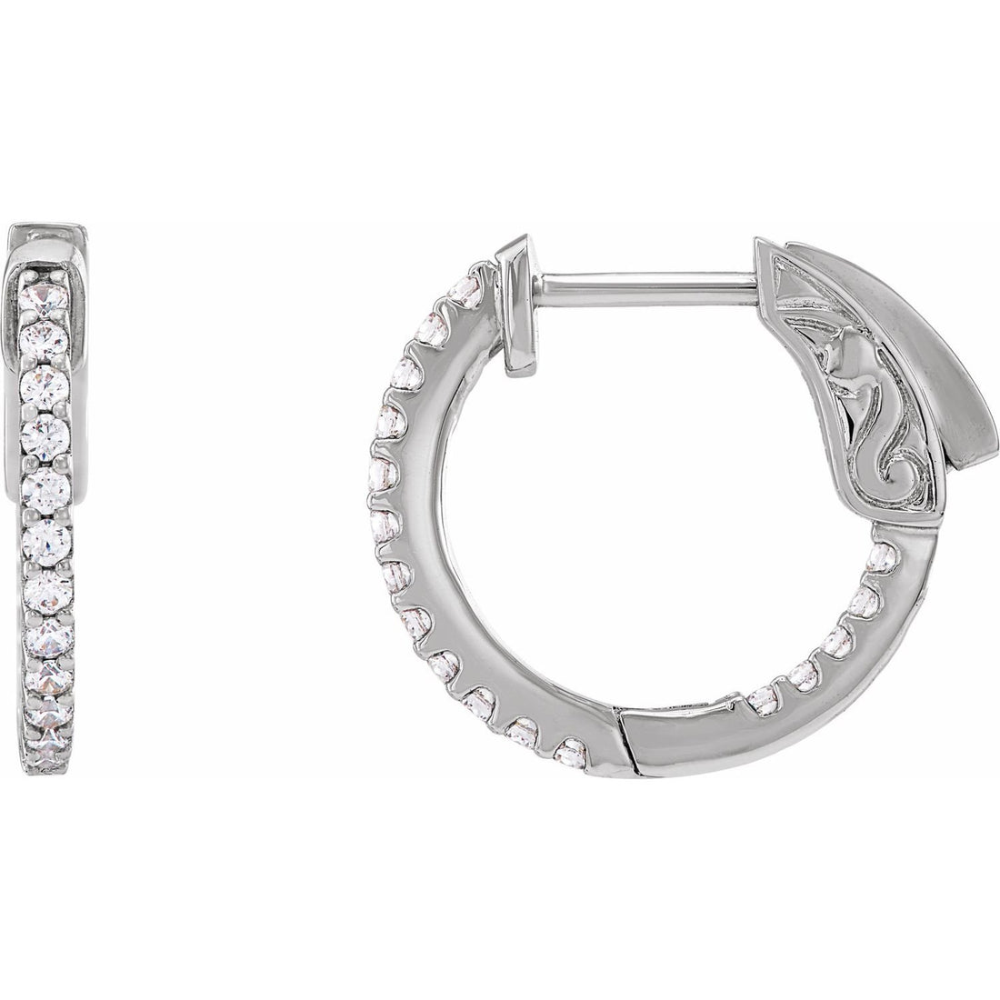 natural diamond hoop earrings in 14k White Gold