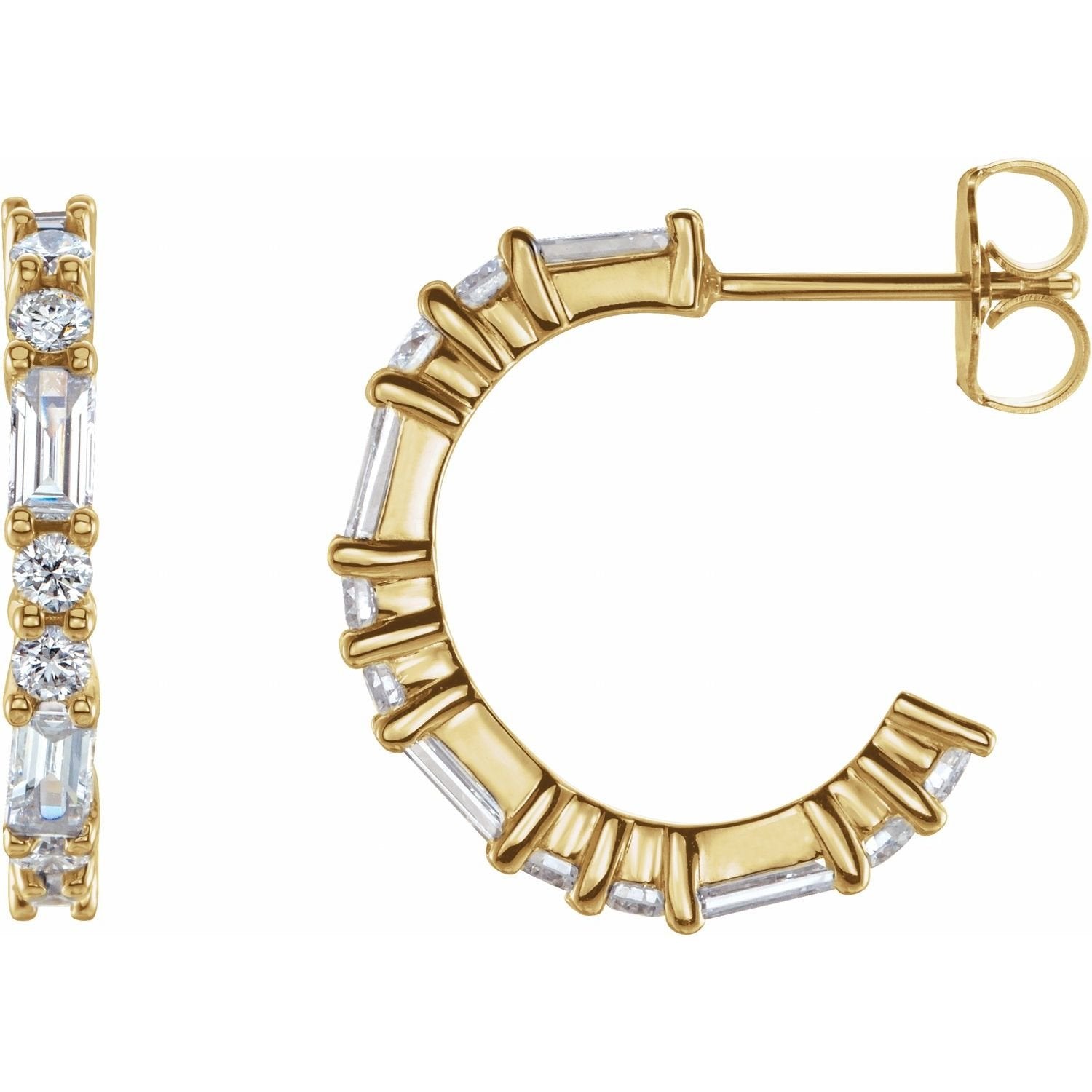 natural diamond hoop earrings in 14k Yellow Gold