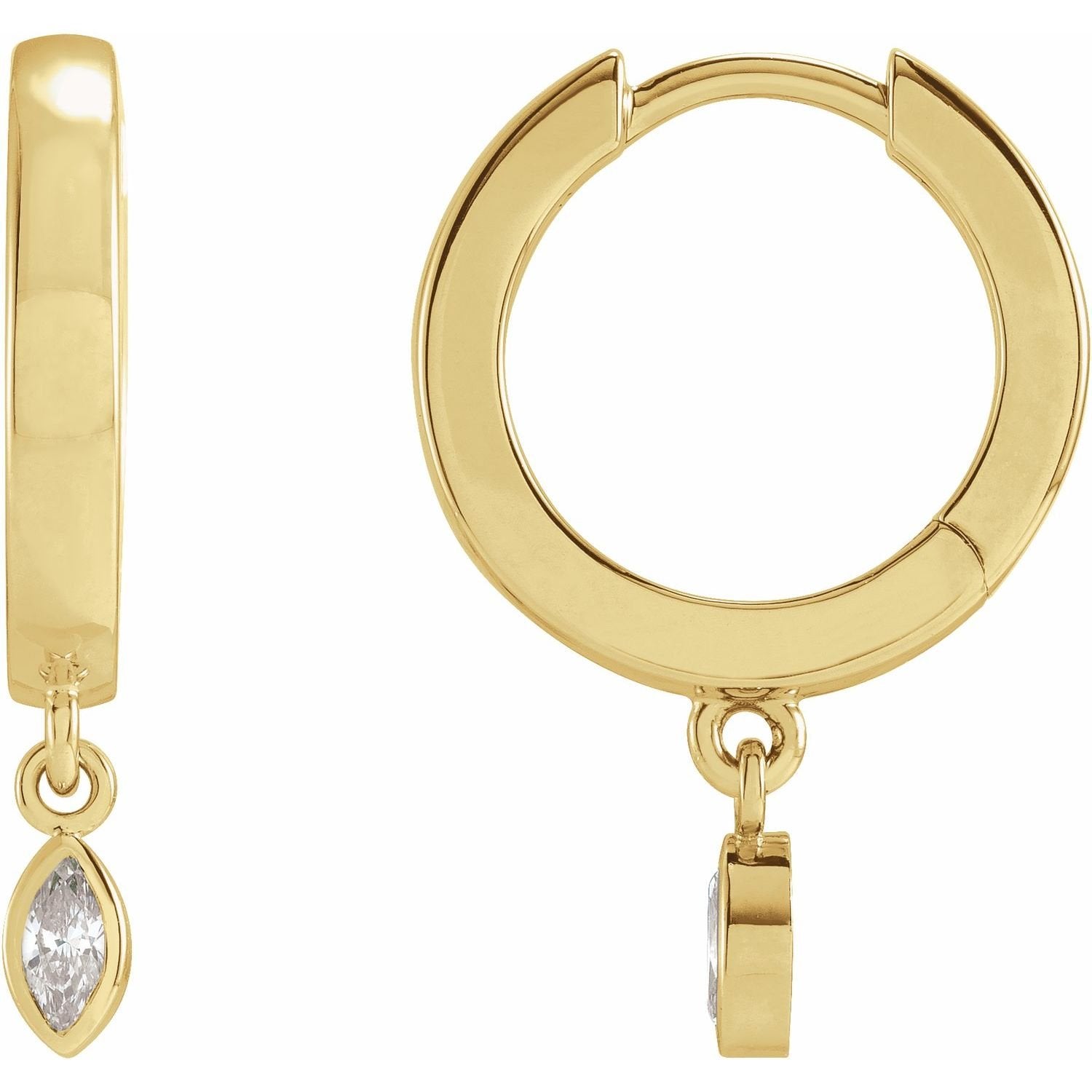 natural diamond hoop earrings in 14k Yellow Gold