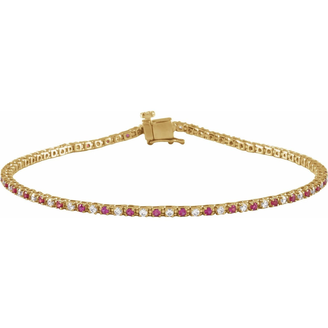 natural diamond tennis bracelet in 14k Yellow Gold