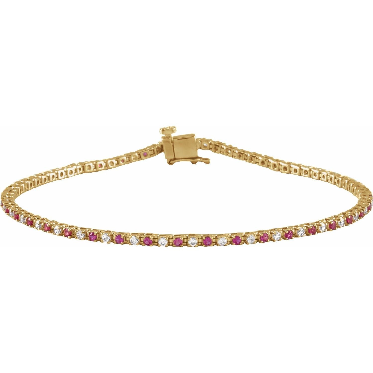 natural diamond tennis bracelet in 14k Yellow Gold