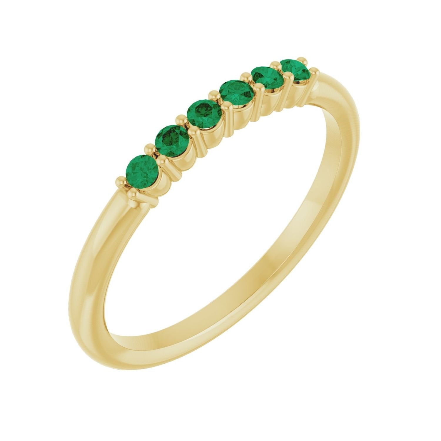 natural emerald stackable ring in 14k Yellow Gold