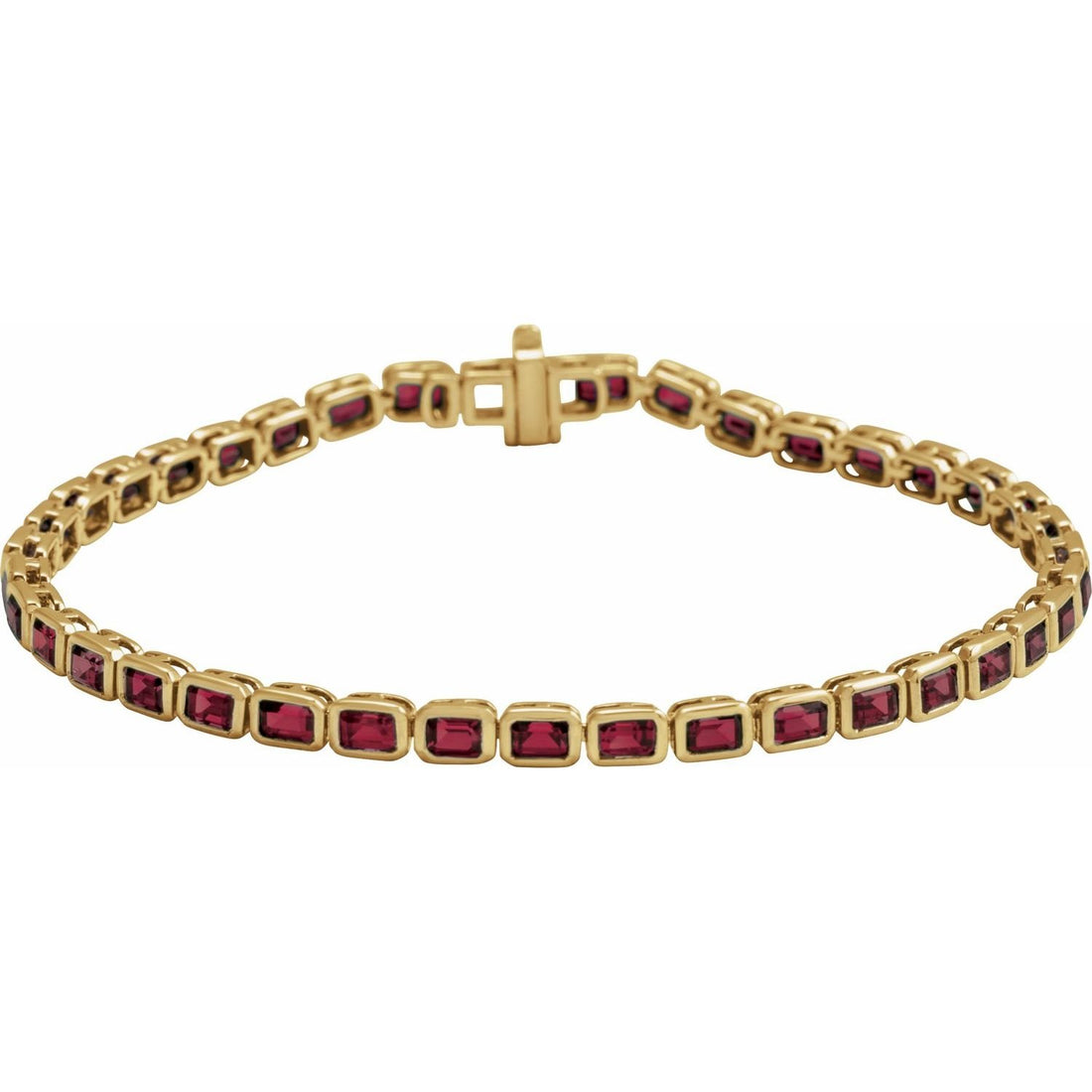 natural garnet tennis bracelet in 14k Yellow Gold