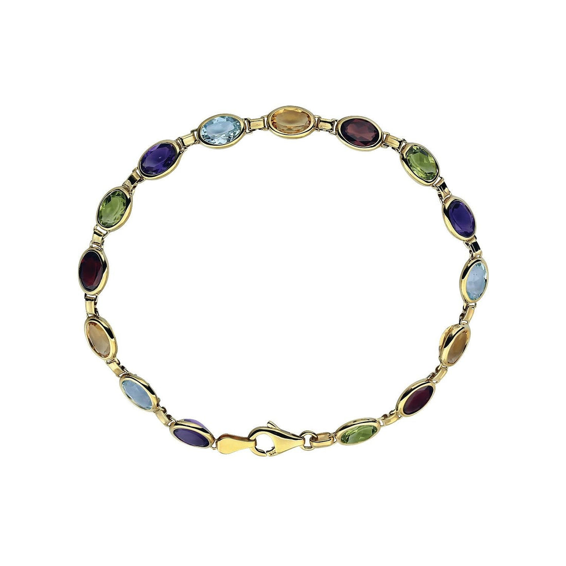natural multi-gemstone tennis bracelet in 14k Yellow Gold