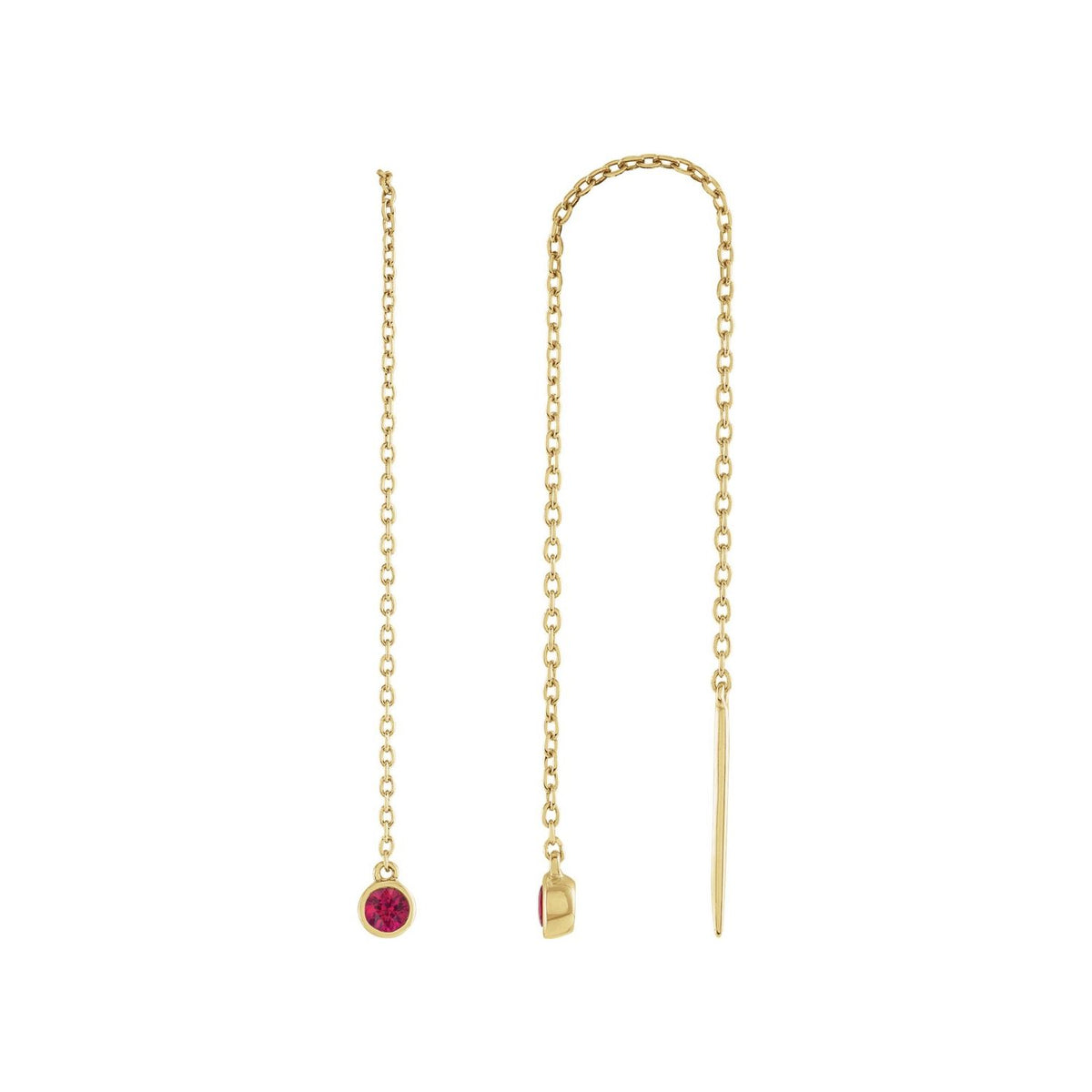 14K Yellow Gold round natural ruby earrings
